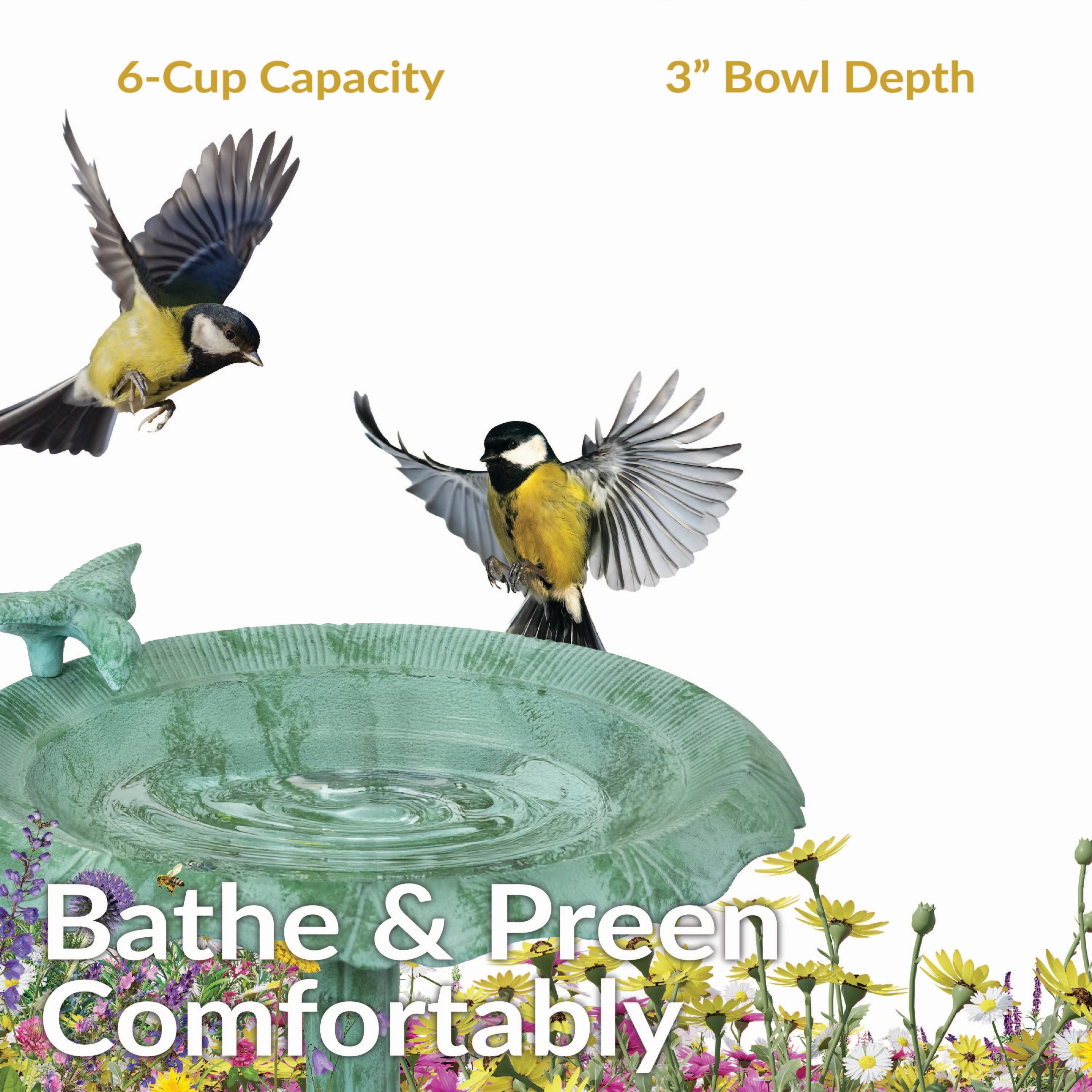 Sunnydaze Garden Visitor Metal Bird Bath - 22.75" H