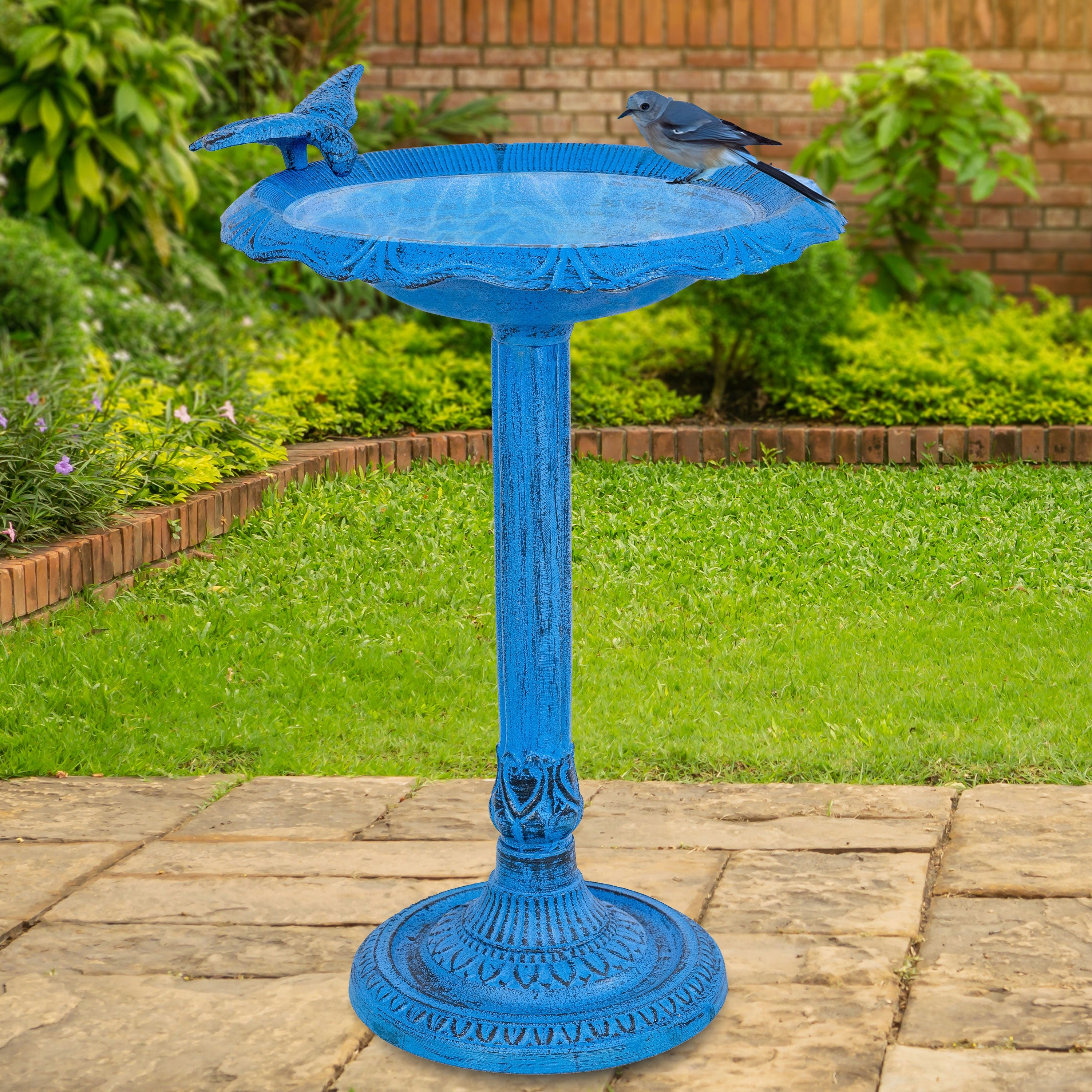 Sunnydaze Garden Visitor Metal Bird Bath - 22.75" H