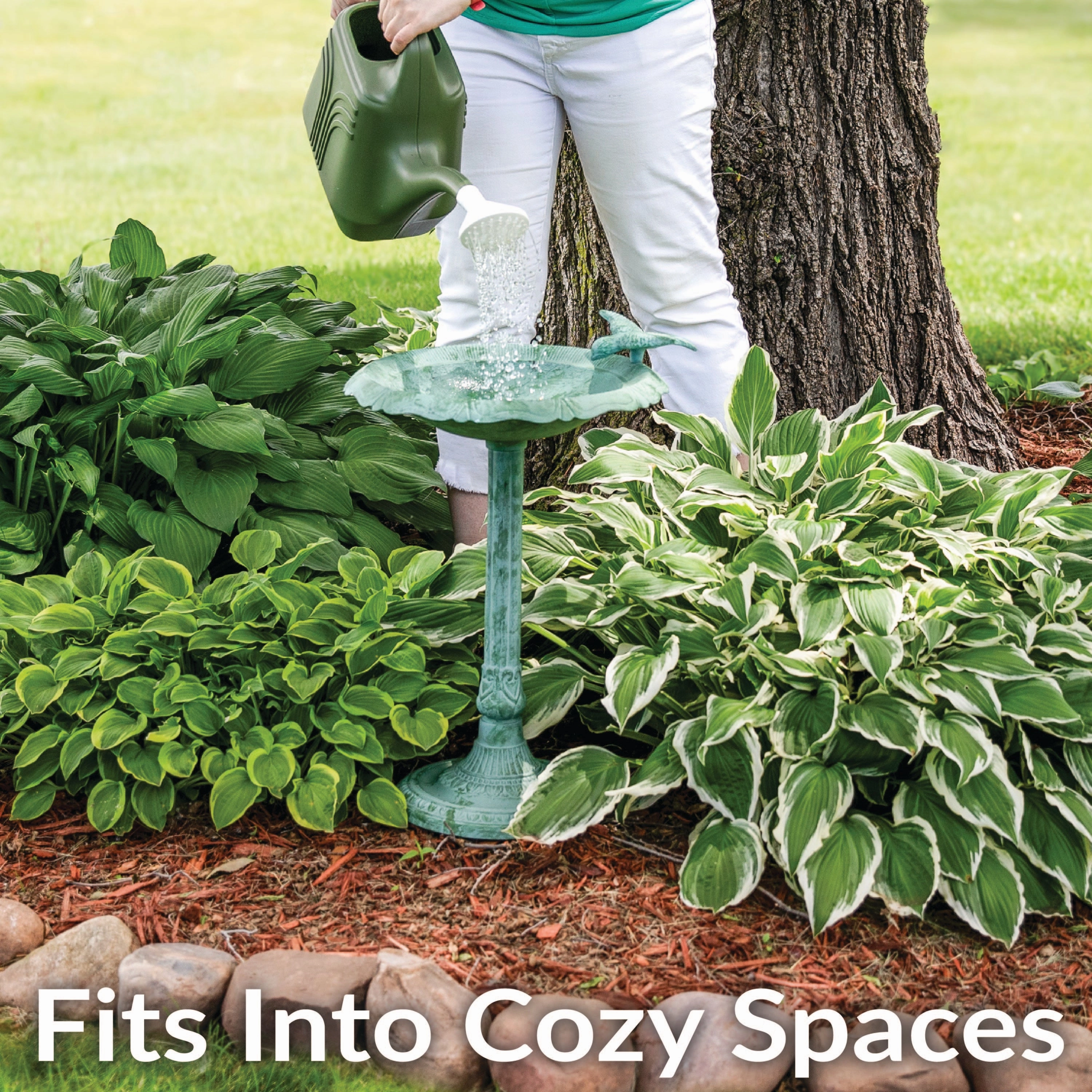 Sunnydaze Garden Visitor Metal Bird Bath - 22.75" H