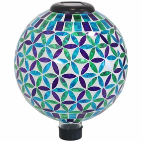 Sunnydaze Glass Mosaic Solar Garden Gazing Globe - 10"outdoor garden decorative ornaments