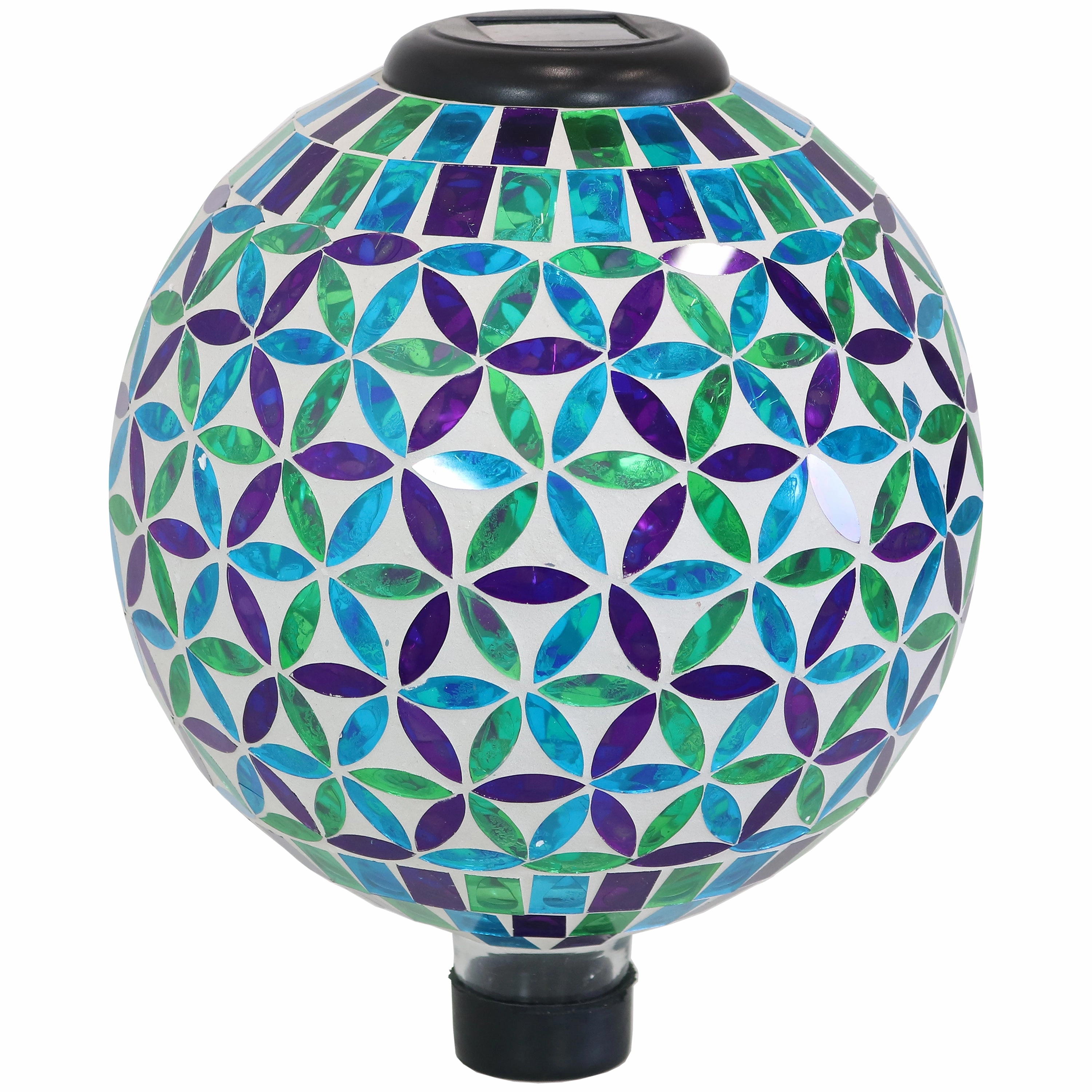 Sunnydaze Glass Mosaic Solar Garden Gazing Globe - 10"outdoor garden decorative ornaments