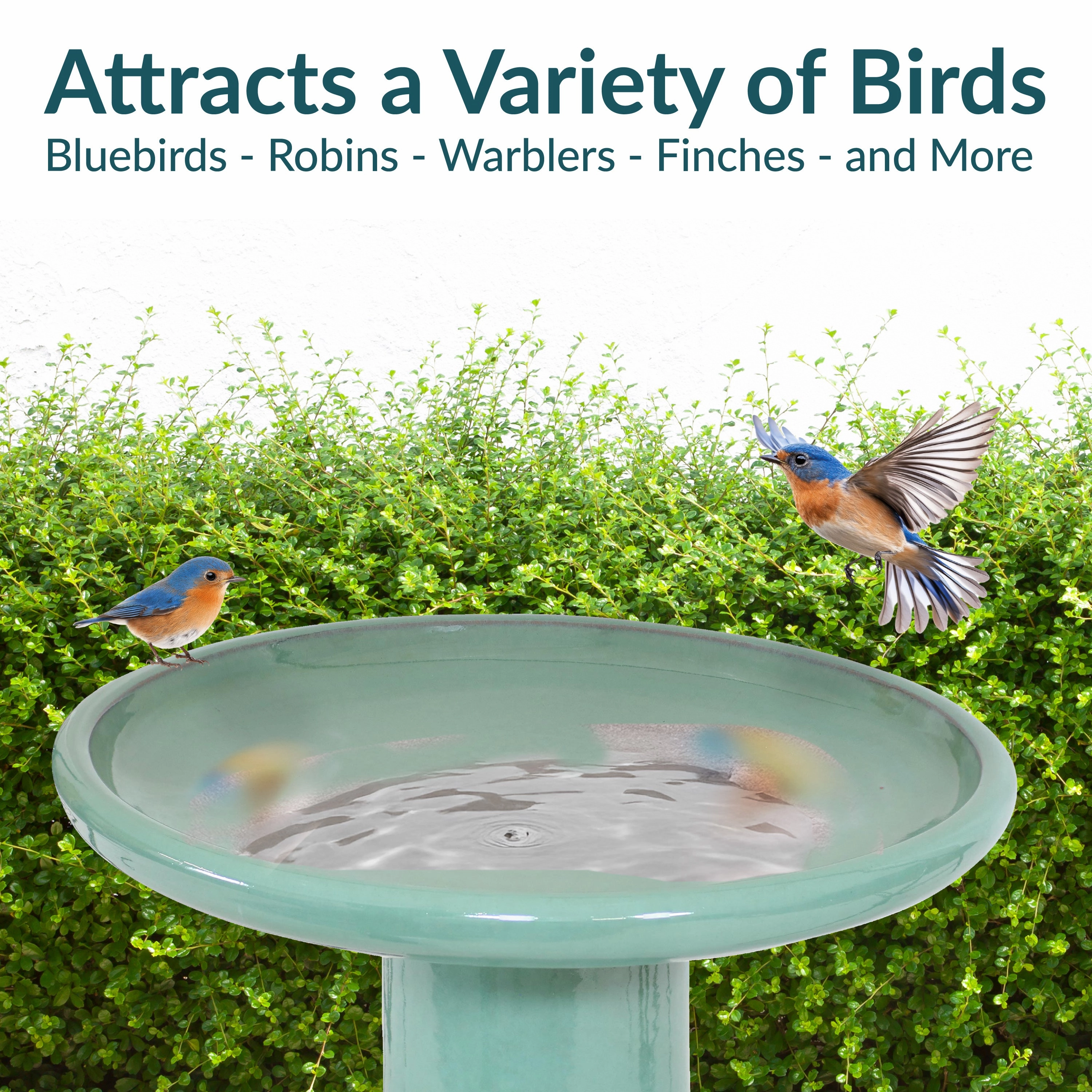Sunnydaze Glazed Ceramic Classic Outdoor Bird Bath