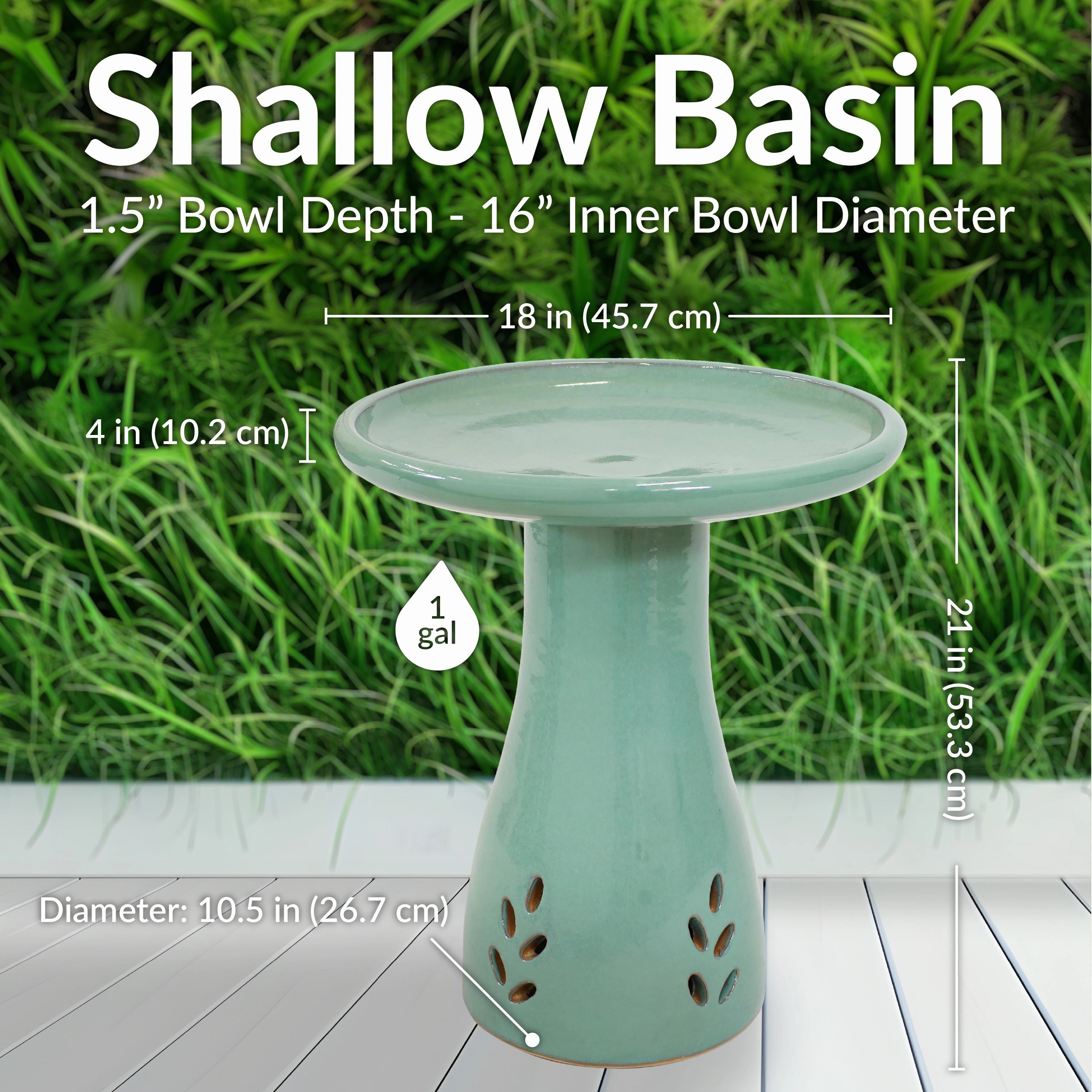 Sunnydaze Glazed Ceramic Classic Outdoor Bird Bath