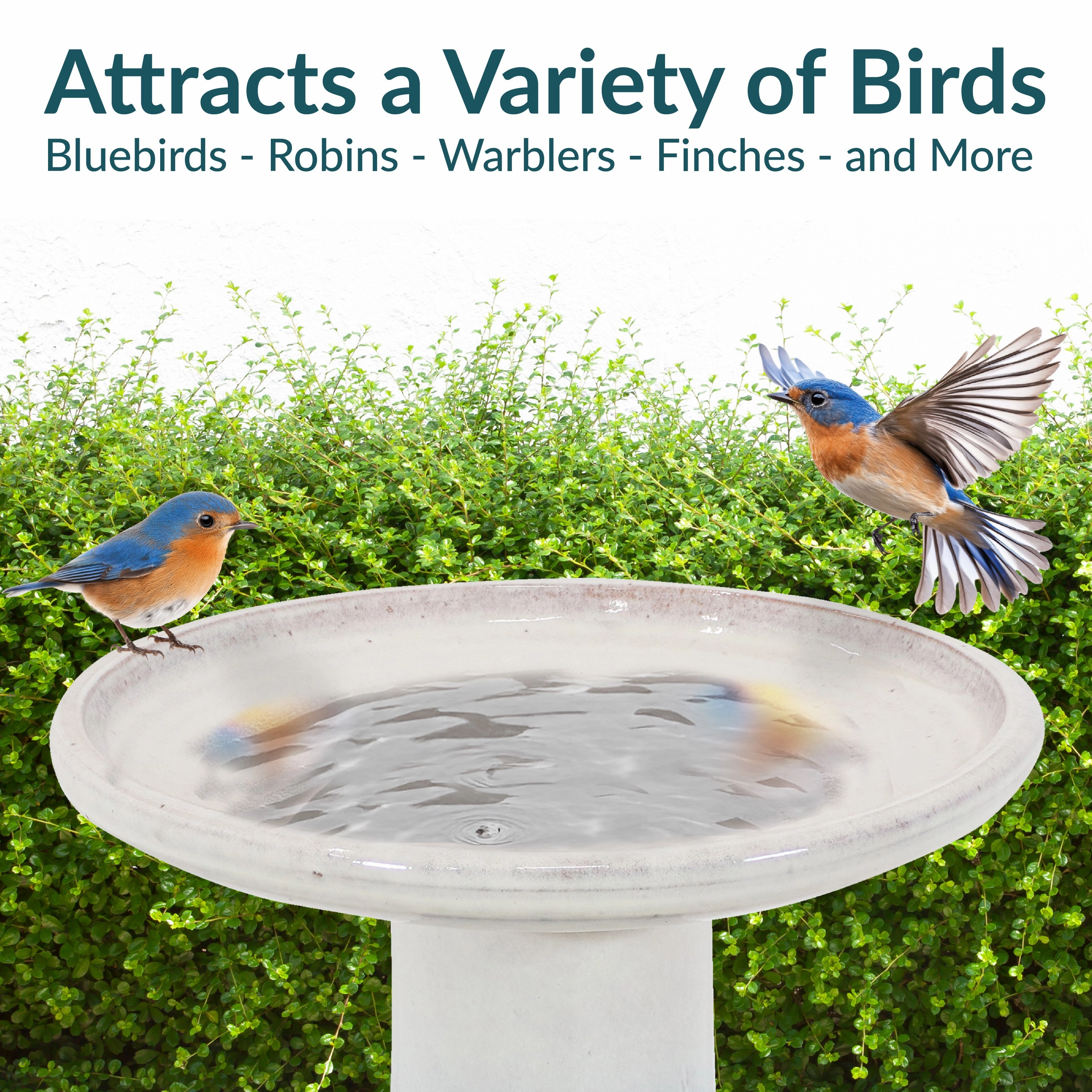 Sunnydaze Glazed Ceramic Outdoor Bird Bath - 18"