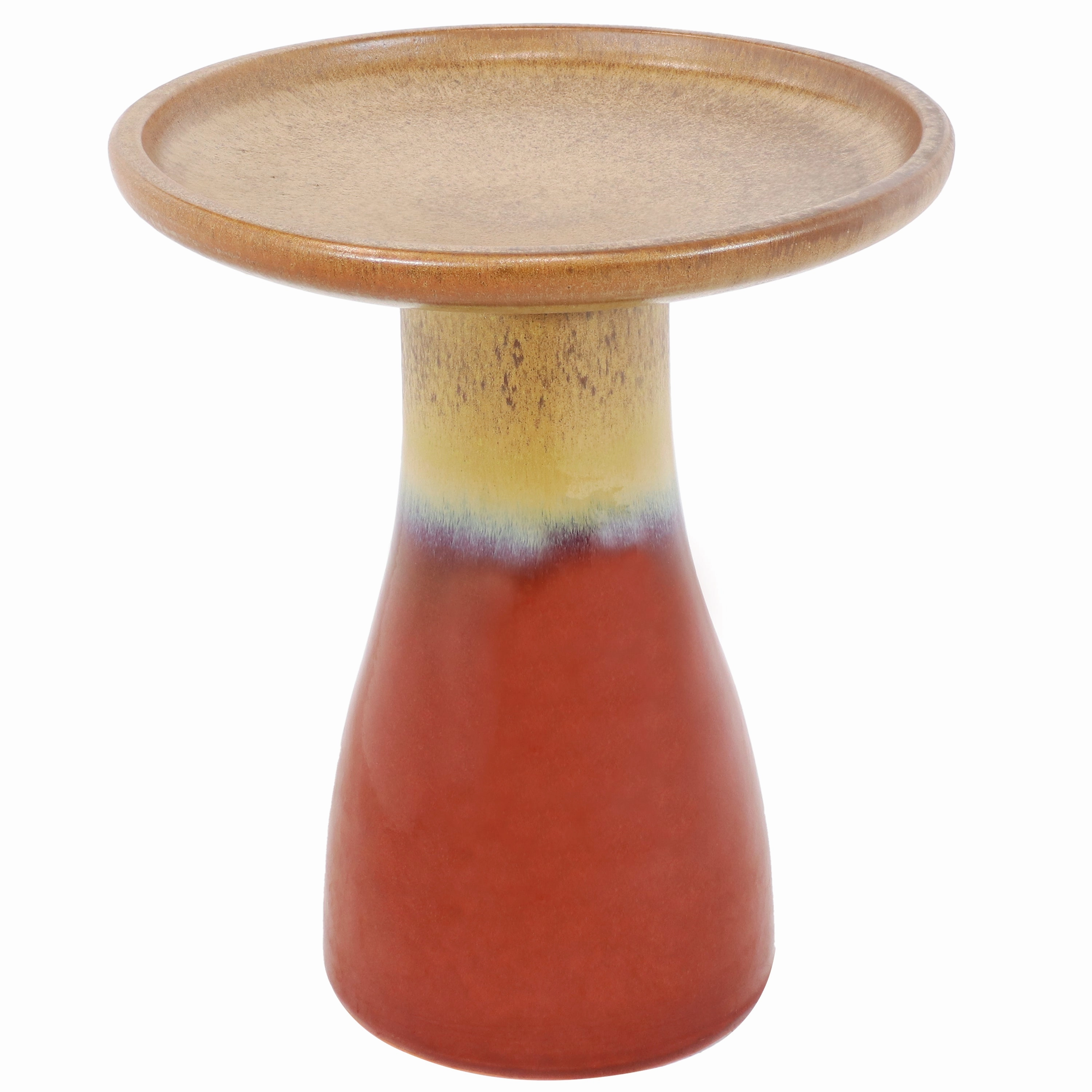 Sunnydaze Glazed Ceramic Outdoor Bird Bath - 18"outdoor garden decorative ornaments