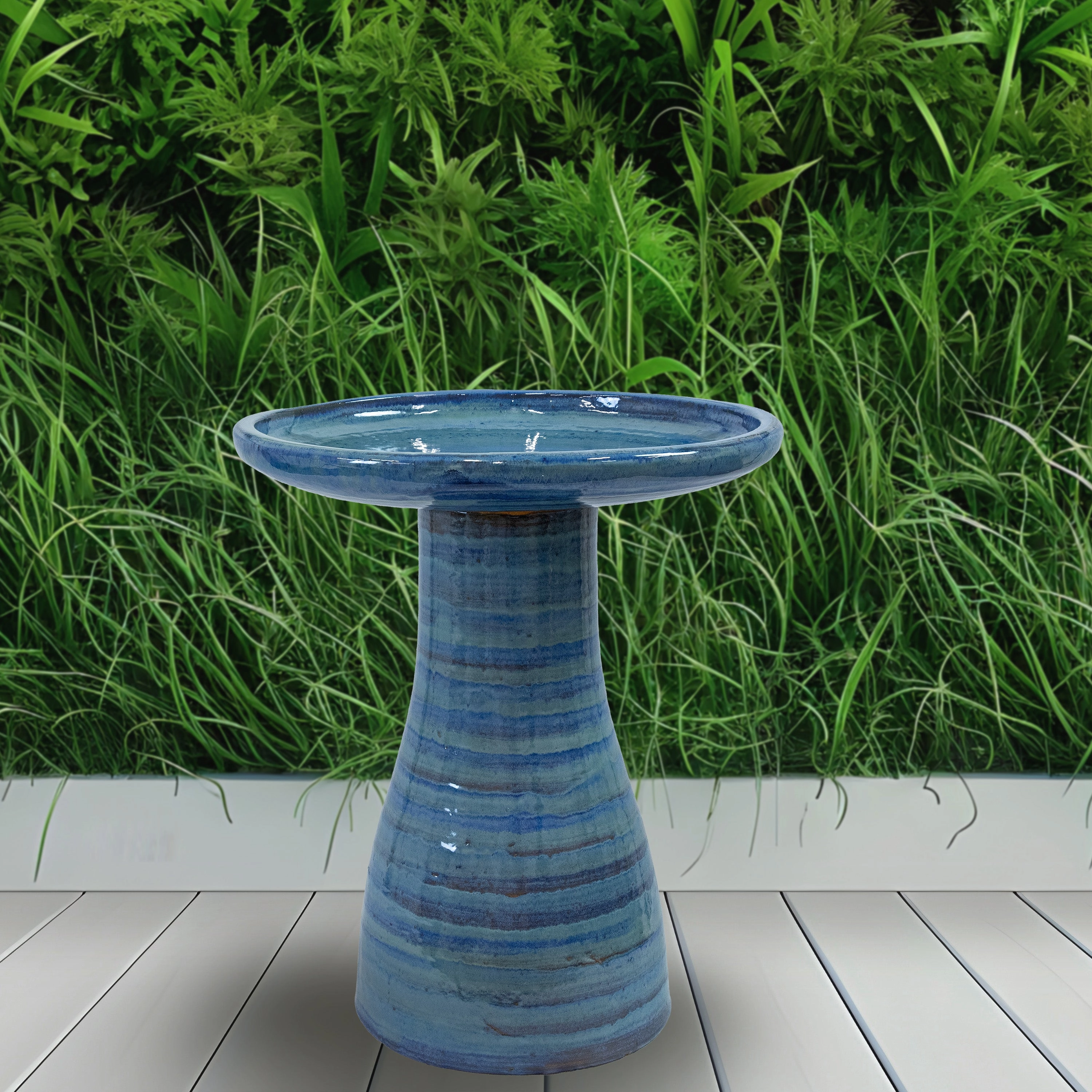 Sunnydaze Glazed Ceramic Outdoor Bird Bath - 18"