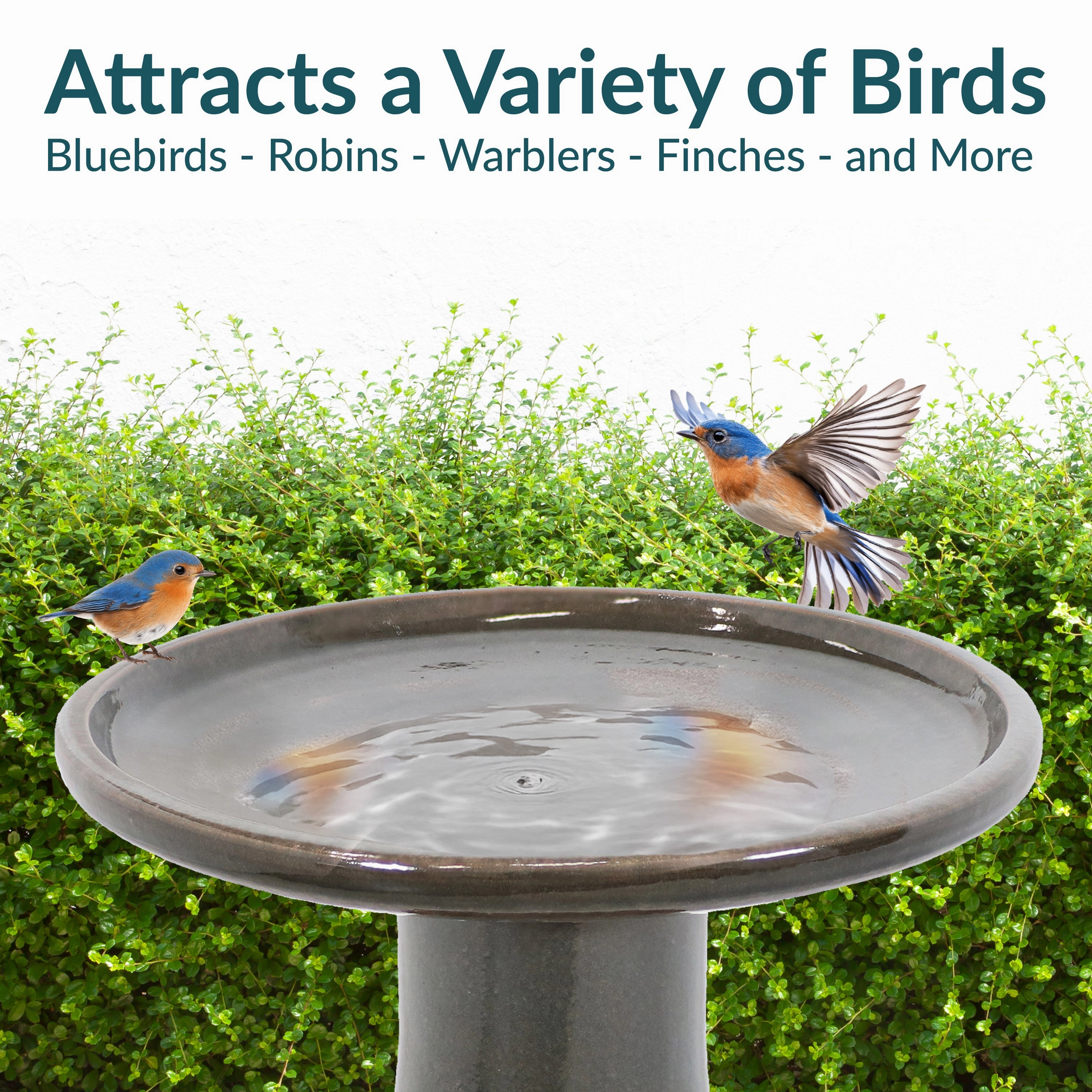 Sunnydaze Glazed Ceramic Outdoor Bird Bath - 18"
