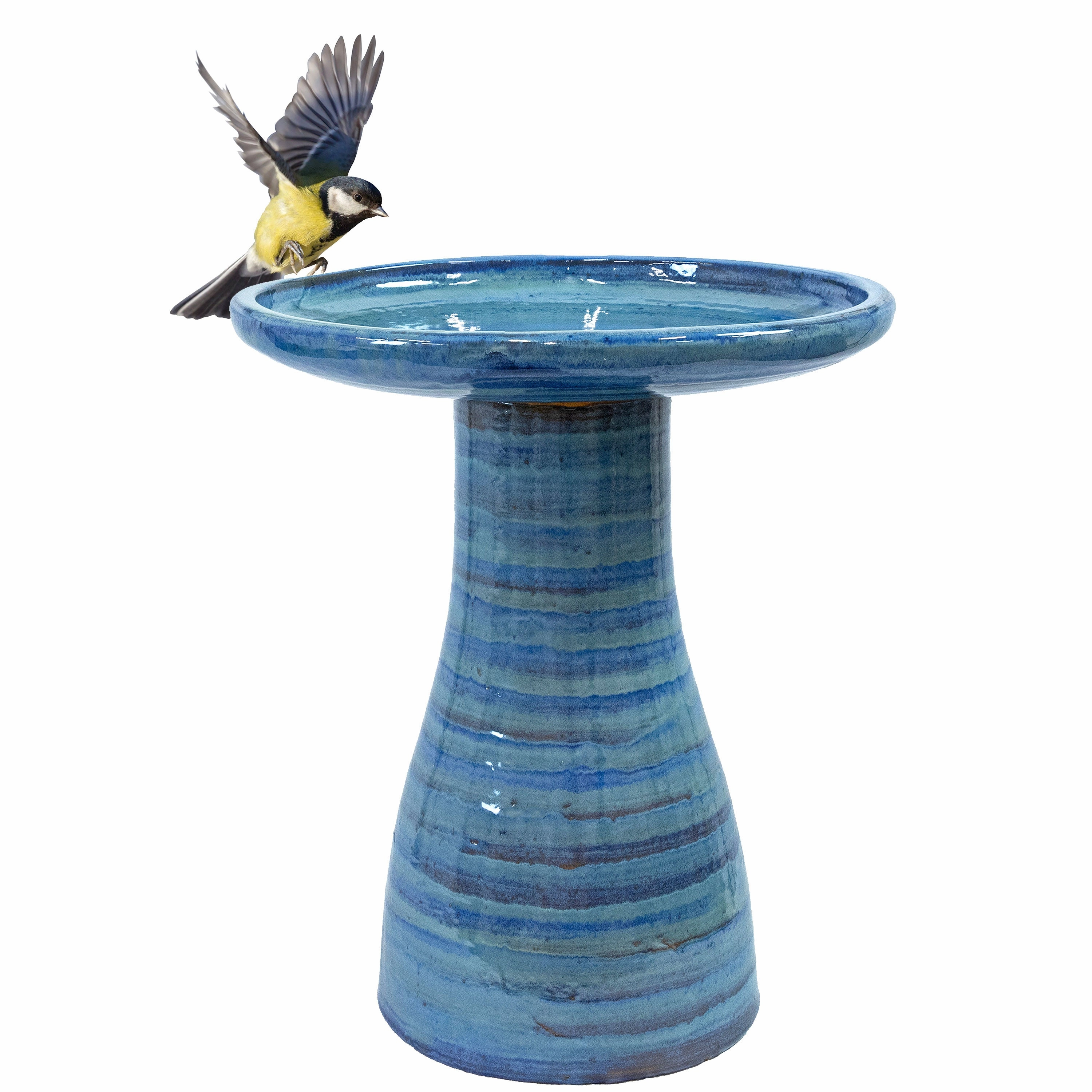 Sunnydaze Glazed Ceramic Outdoor Bird Bath - 18"