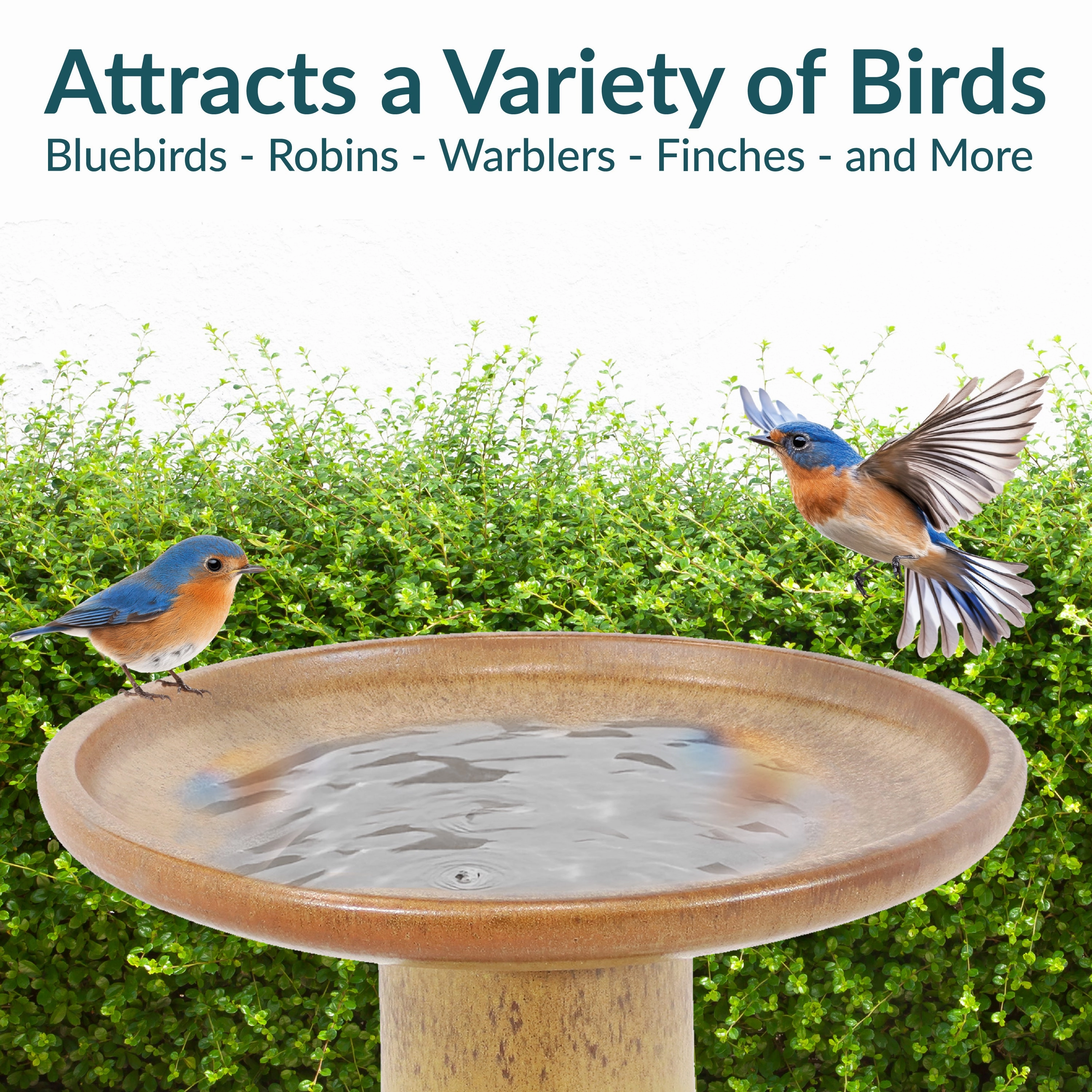 Sunnydaze Glazed Ceramic Outdoor Bird Bath - 18"