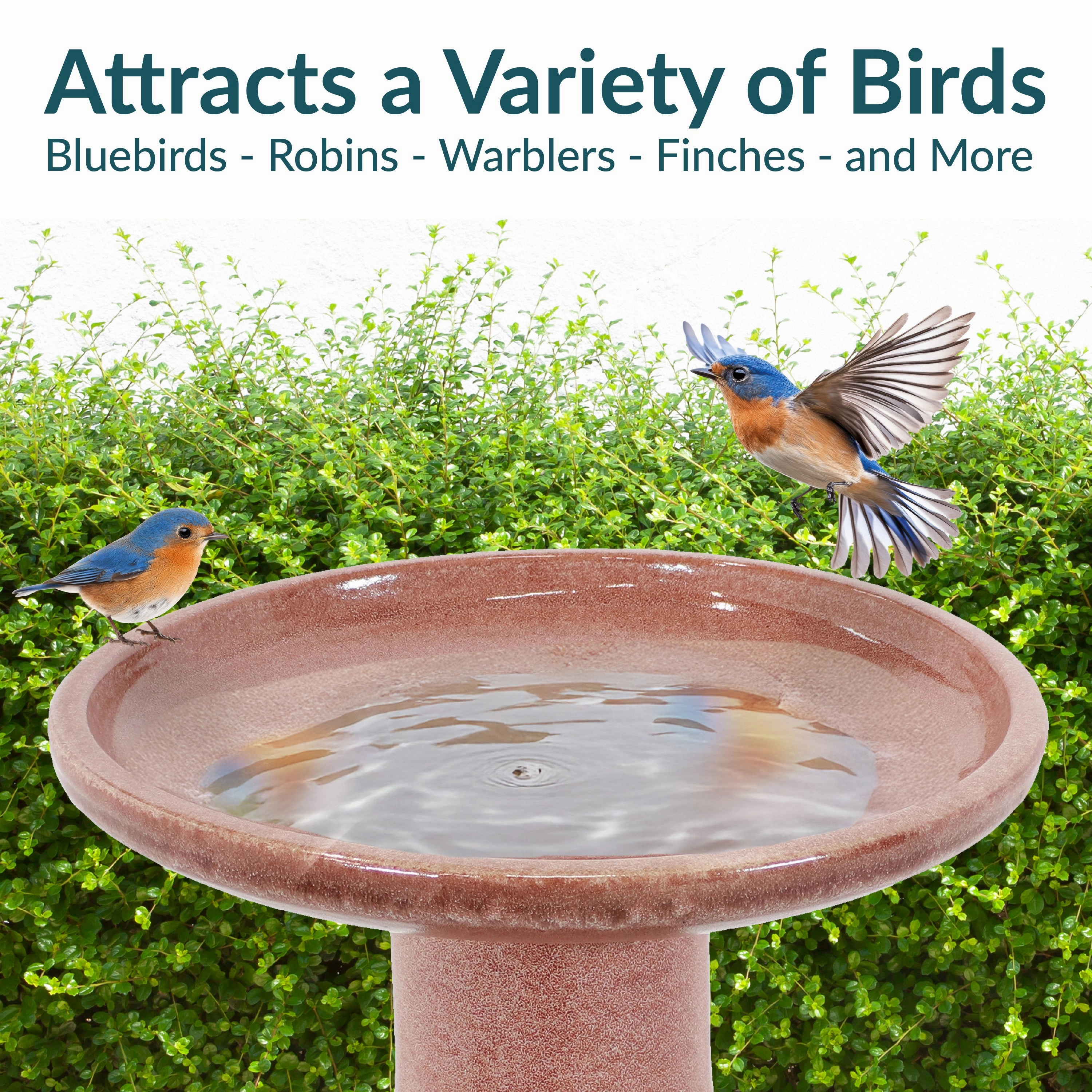 Sunnydaze Glazed Ceramic Outdoor Bird Bath - 18"