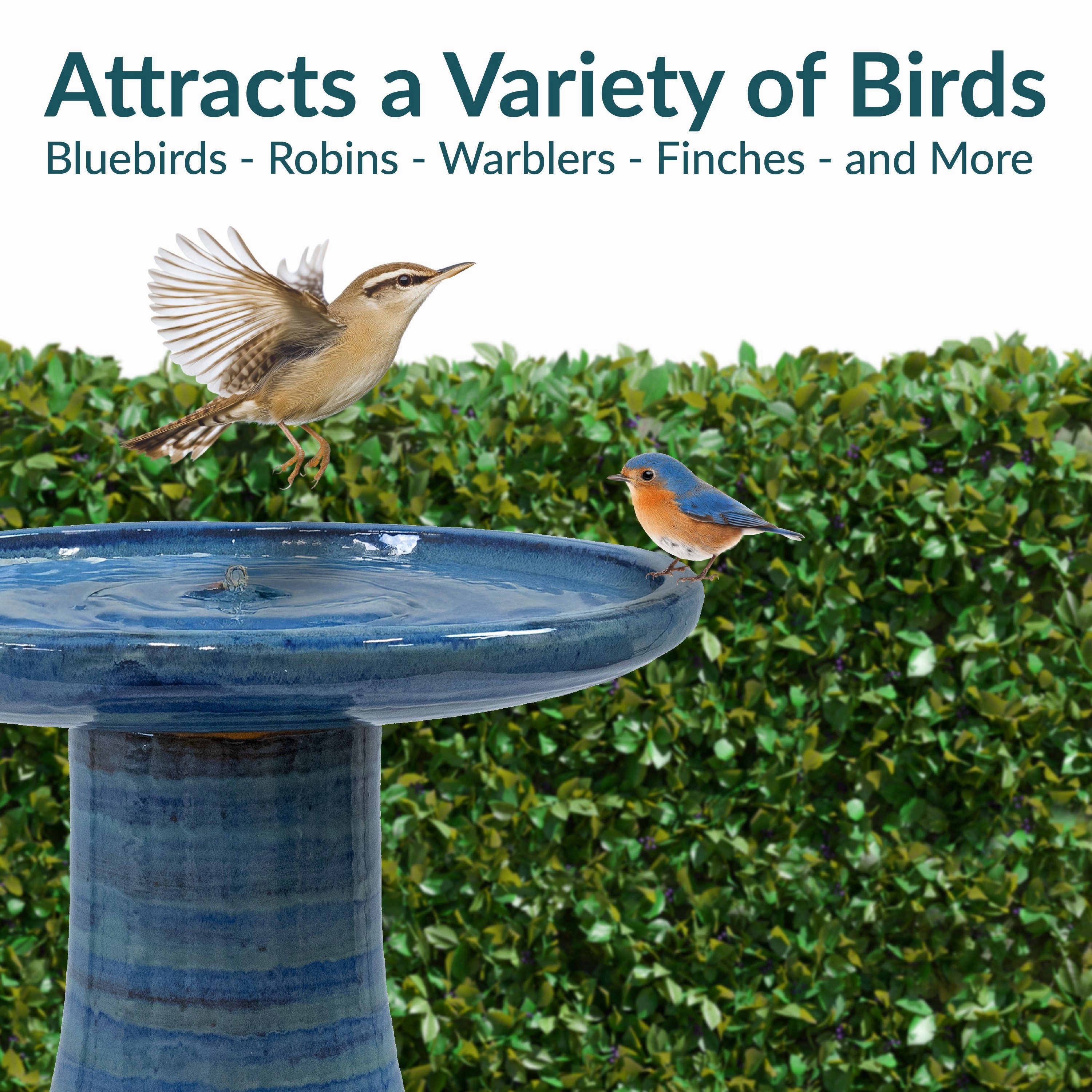 Sunnydaze Glazed Ceramic Outdoor Bird Bath - 18"