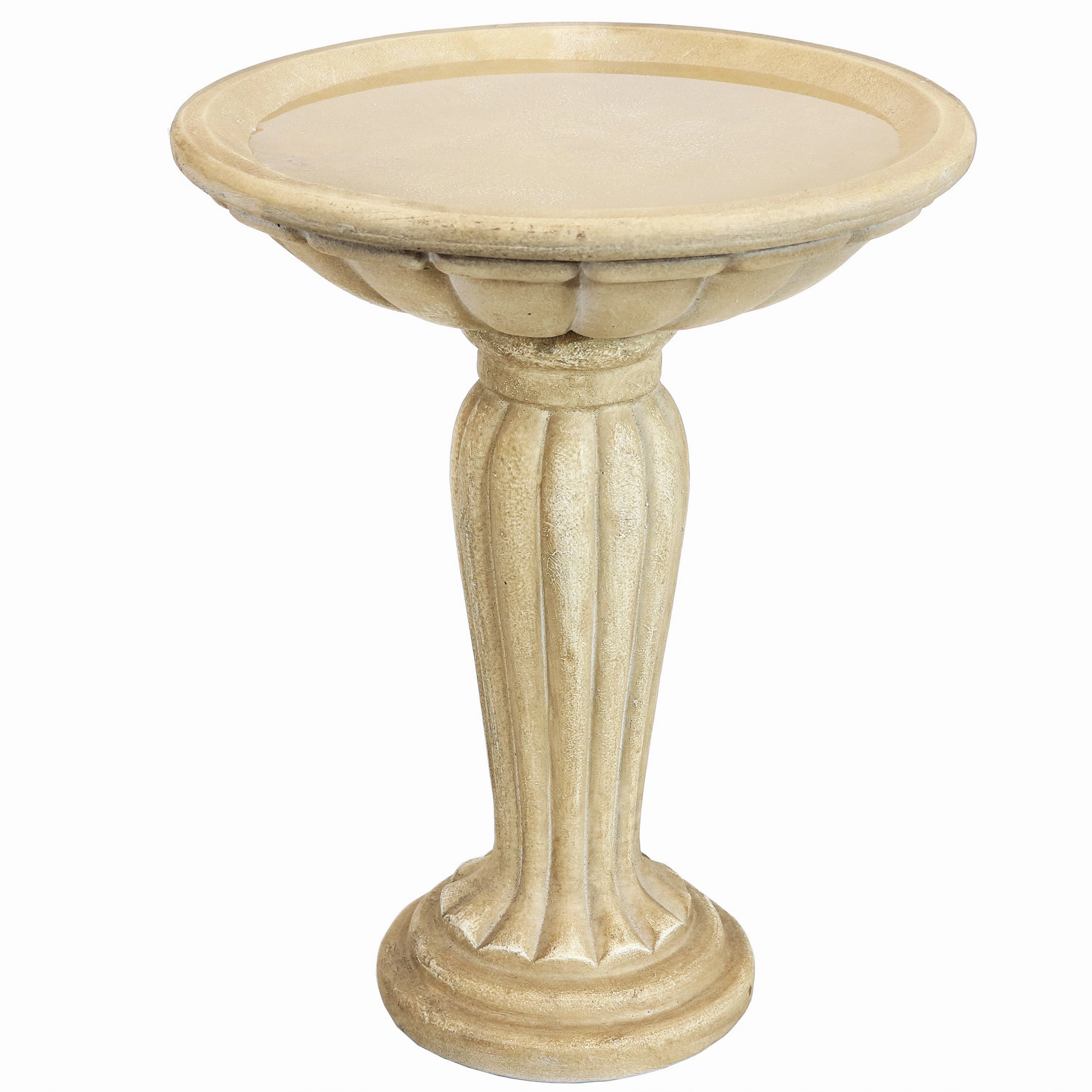 Sunnydaze Grecian Garden Reinforced Concrete Bird Bath - 16" Diameter