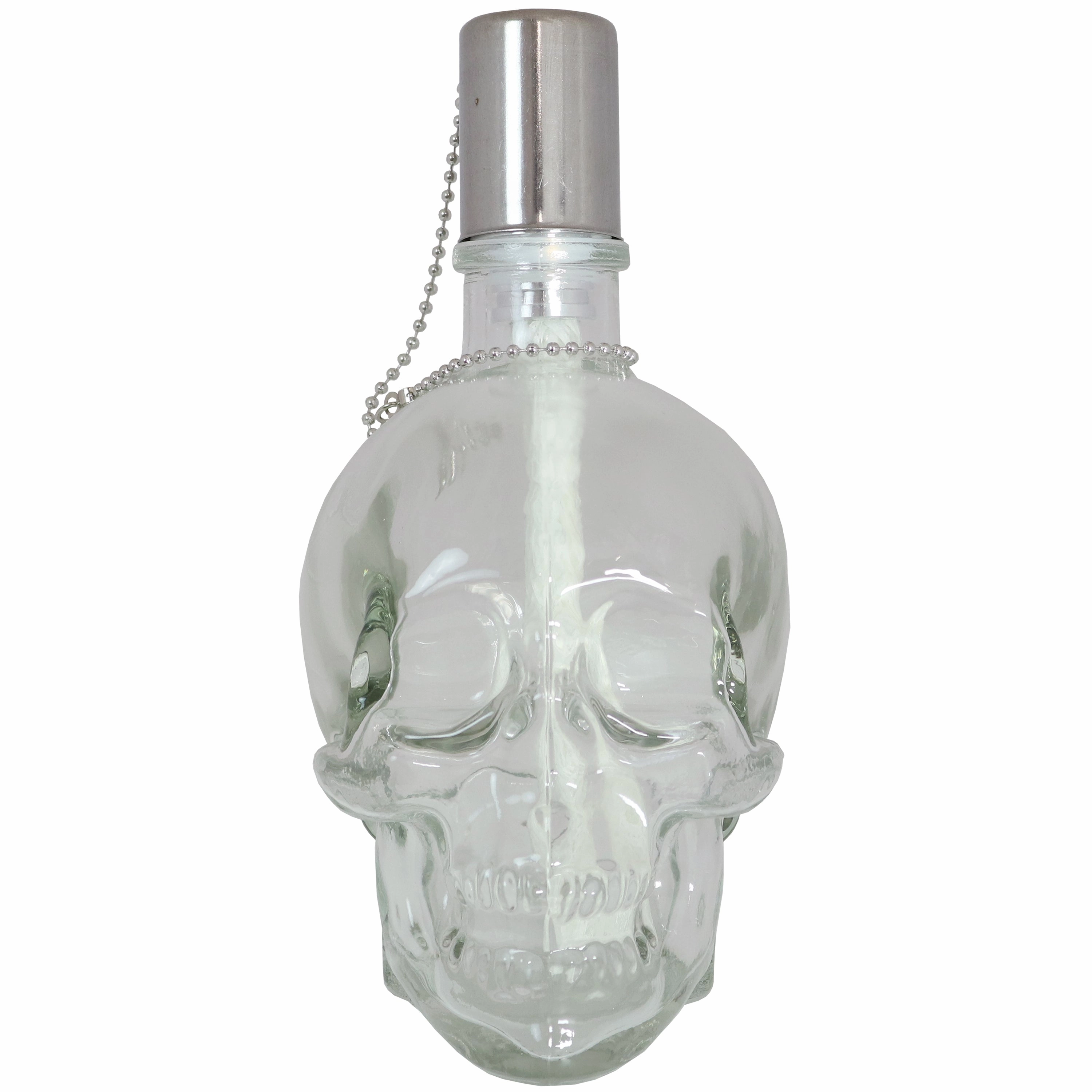 Sunnydaze Grinning Skull Glass Tabletop Torches