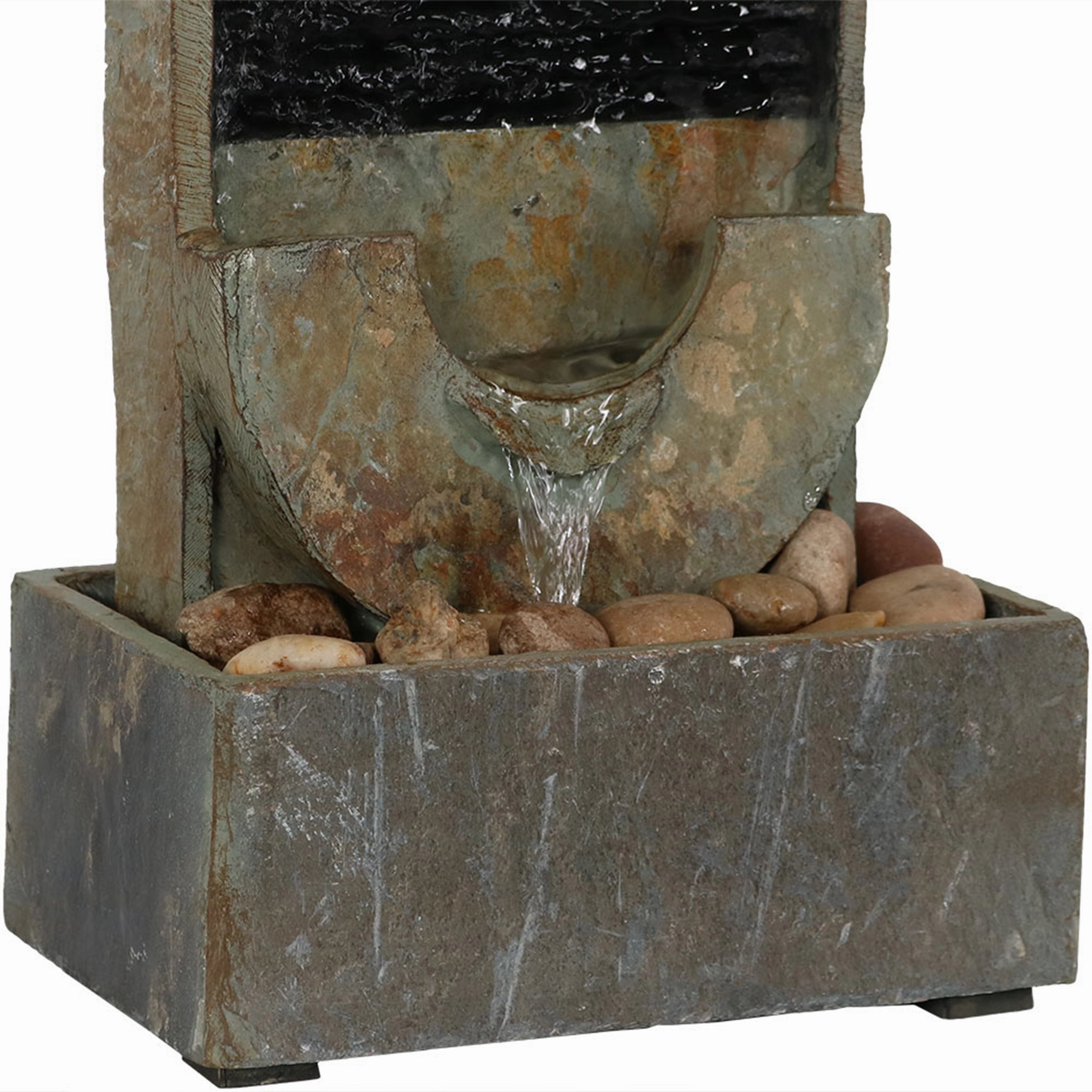 Sunnydaze Half Moon Slate Indoor Water Fountain - 16"