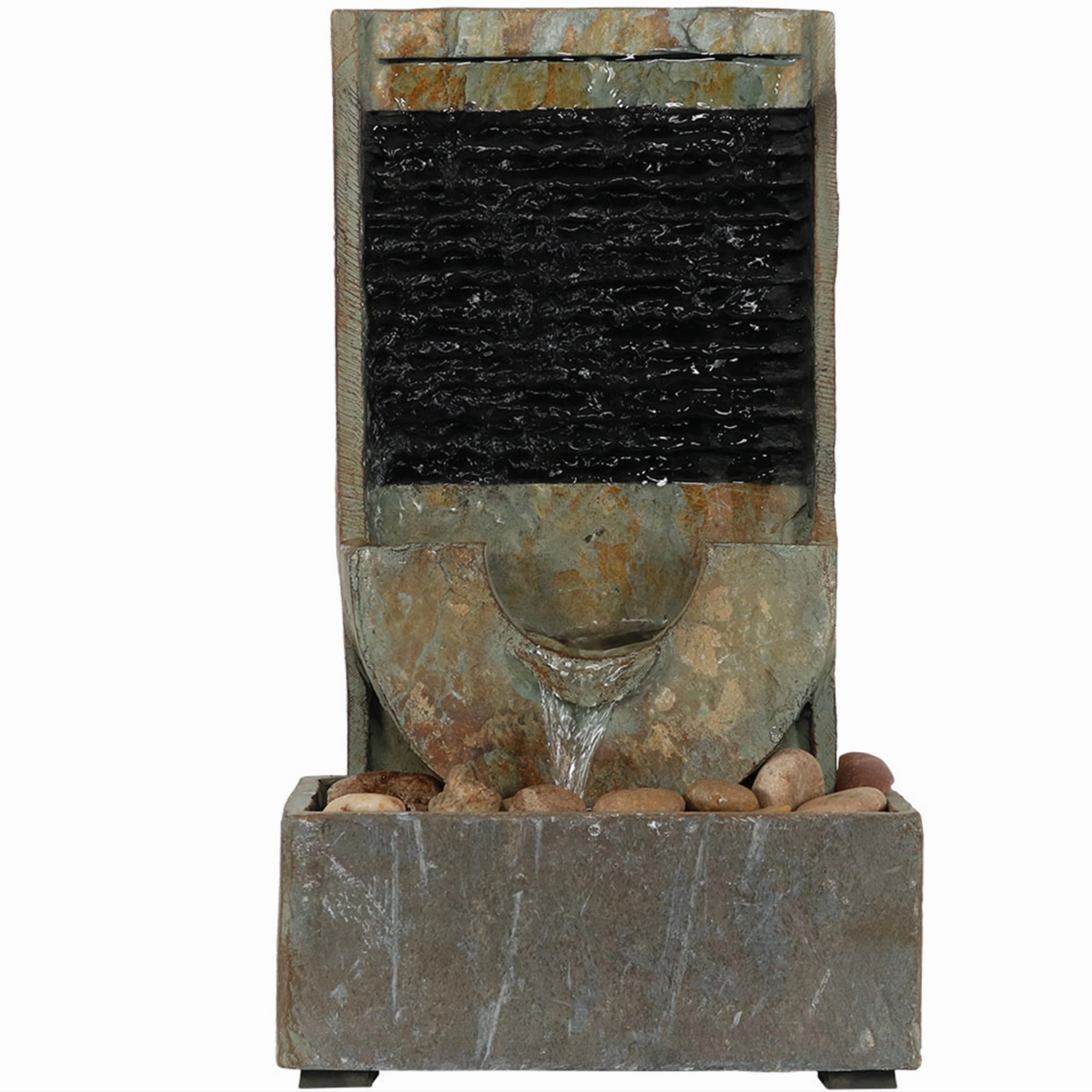 Sunnydaze Half Moon Slate Indoor Water Fountain - 16"