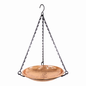 Sunnydaze Hand-Hammered Hanging Copper Bird Bath or Bird Feederoutdoor garden decorative ornaments