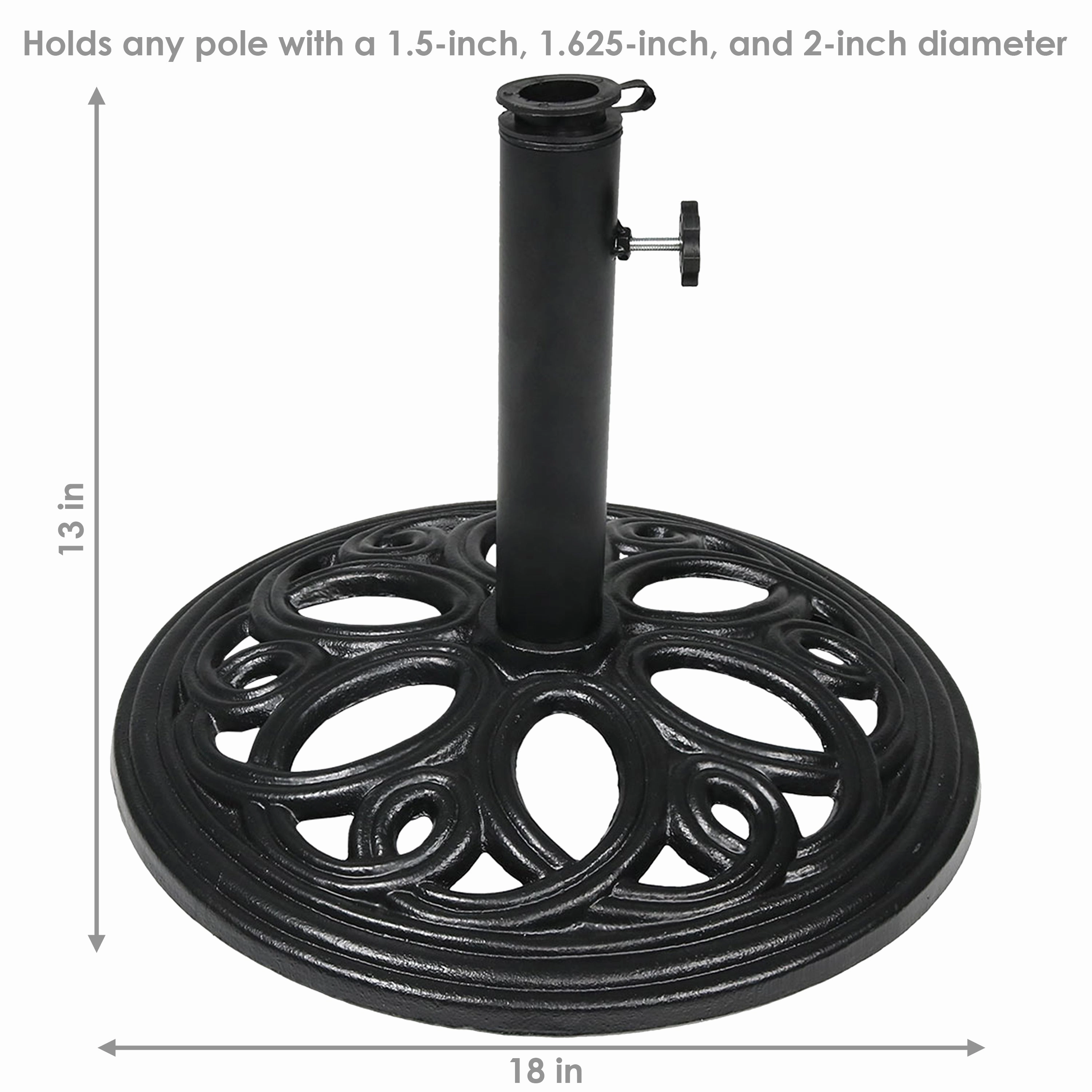 Sunnydaze Heavy-Duty Cast Iron Patio Umbrella Base Stand - 18" Diameter