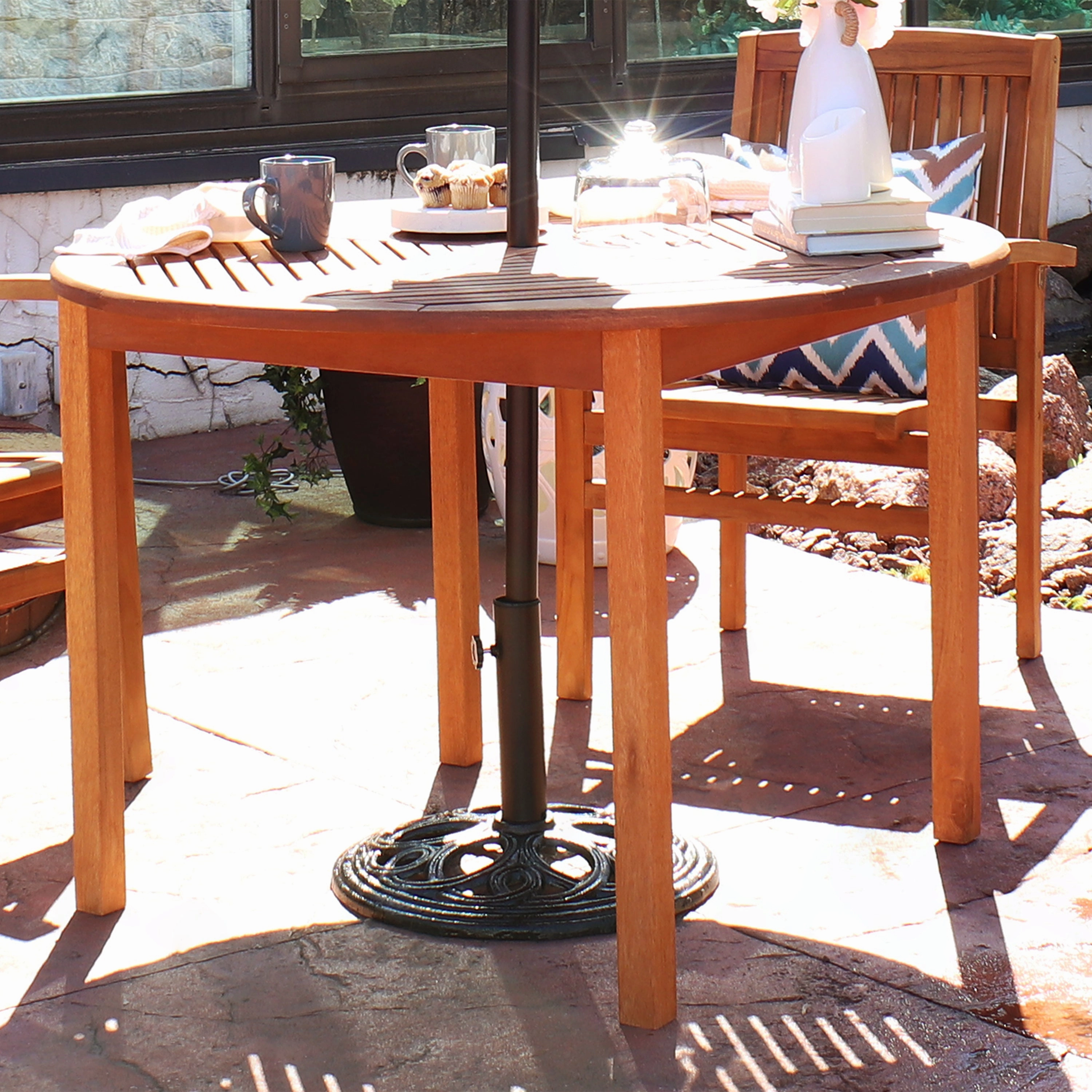 Sunnydaze Heavy-Duty Cast Iron Patio Umbrella Base Stand - 18" Diameter