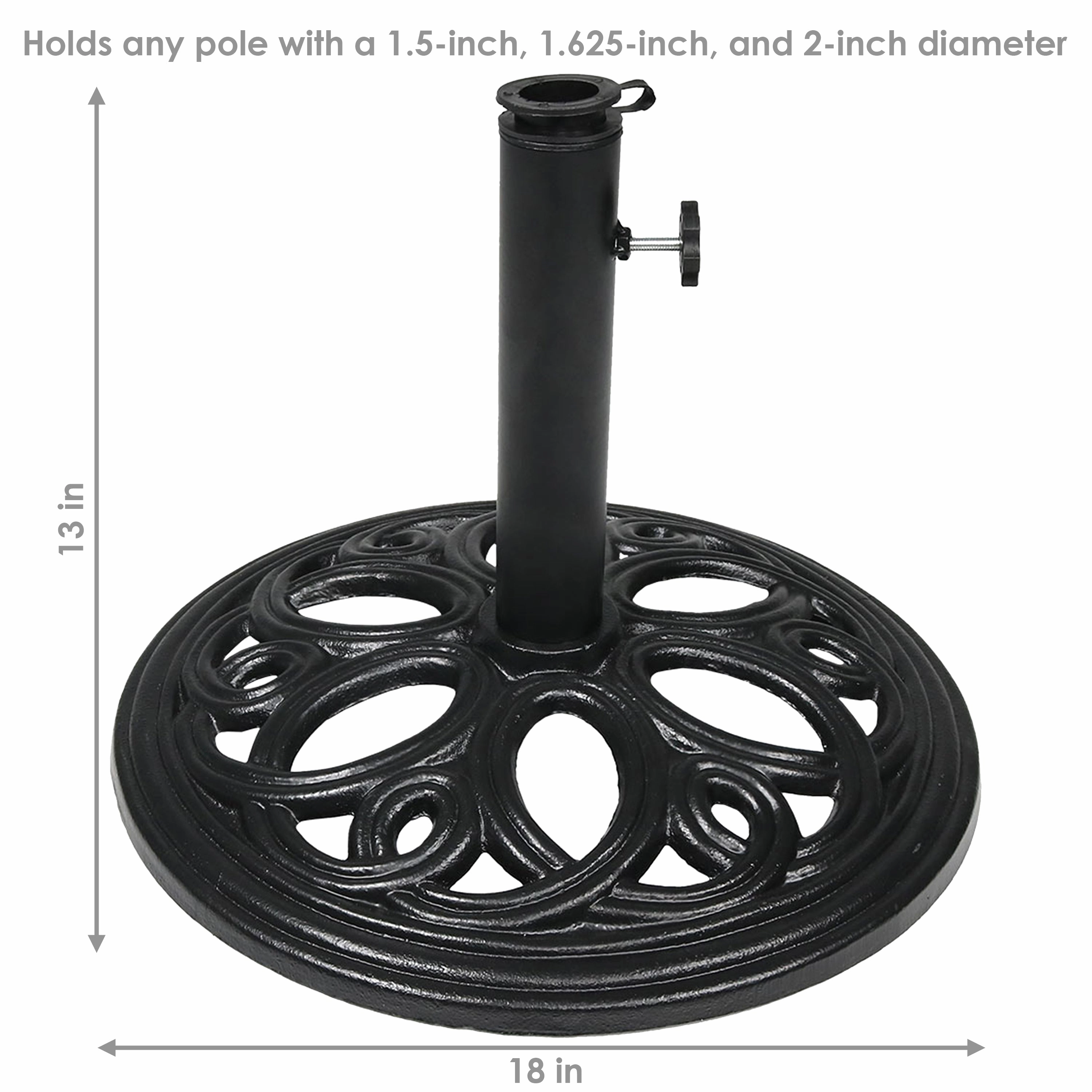 Sunnydaze Heavy-Duty Cast Iron Patio Umbrella Base Stand - 18" Diameter