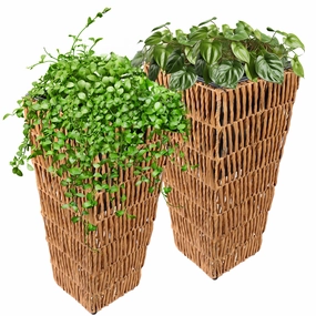 Sunnydaze Hyacinth Outdoor Poly-Wicker Planters - Set of 2 decorative outdoor planter box designs
