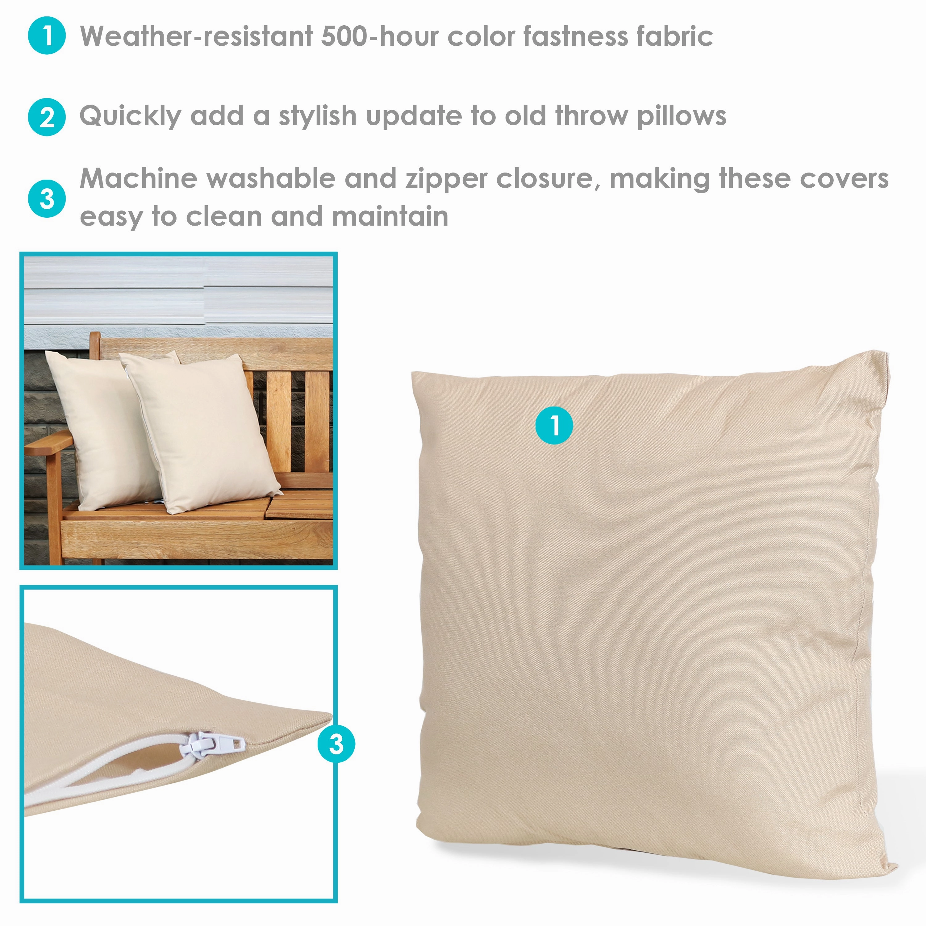Sunnydaze Indoor/Outdoor Decorative Throw Pillow Covers