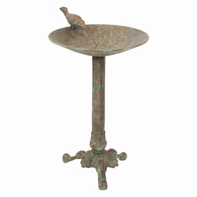 Sunnydaze Ivy and Sage Metal Bird Bath - Rustic Patina - 12.25"outdoor garden decorative ornaments