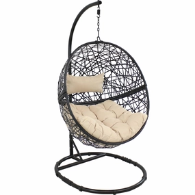 Sunnydaze Jackson Outdoor Hanging Egg Chair Chair with Standoutdoor patio furniture set