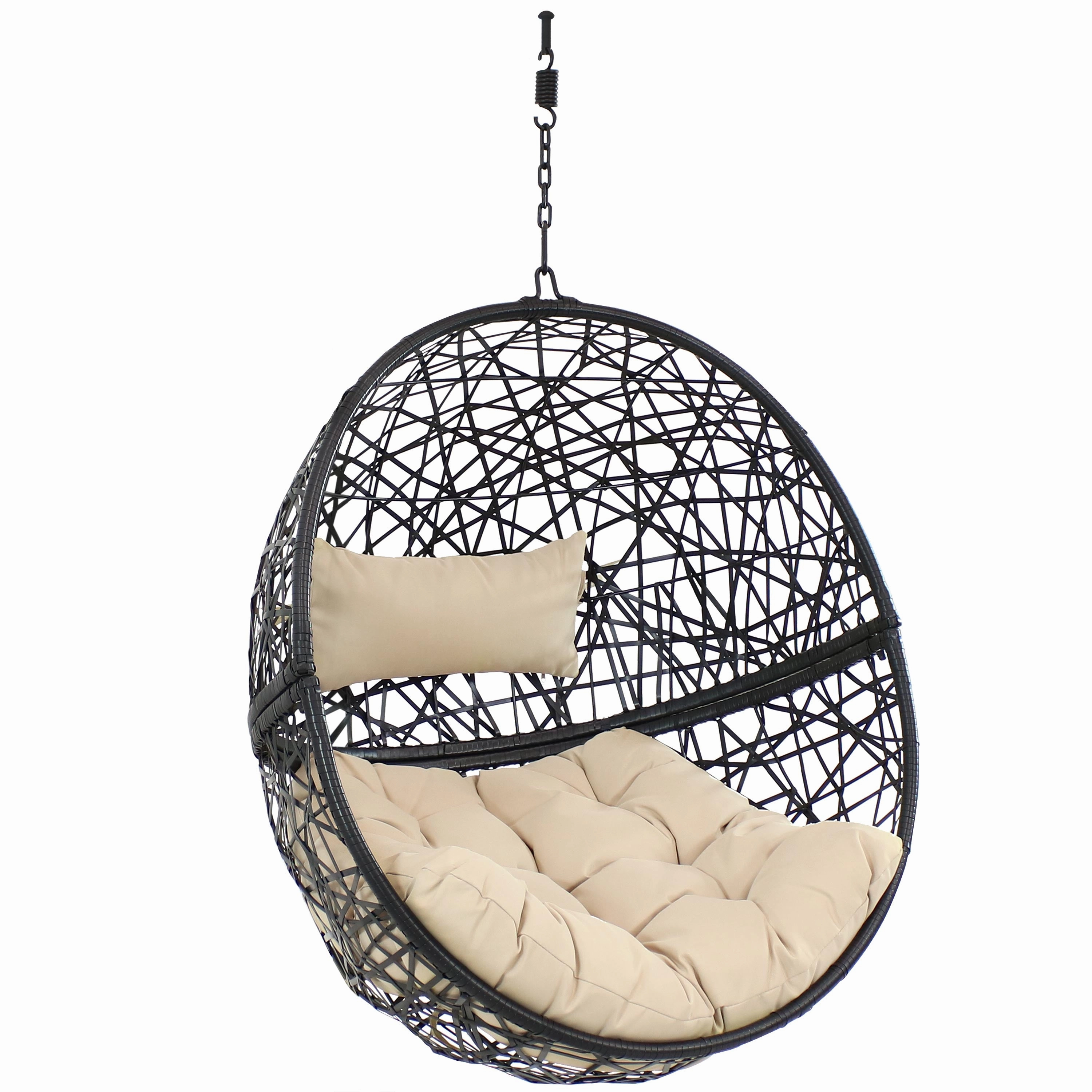 Sunnydaze Jackson Outdoor Hanging Resin Wicker Egg Chair with Cushionoutdoor patio furniture set