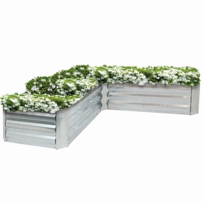 Sunnydaze L-Shaped Galvanized Steel Raised Garden Bed decorative outdoor planter box designs