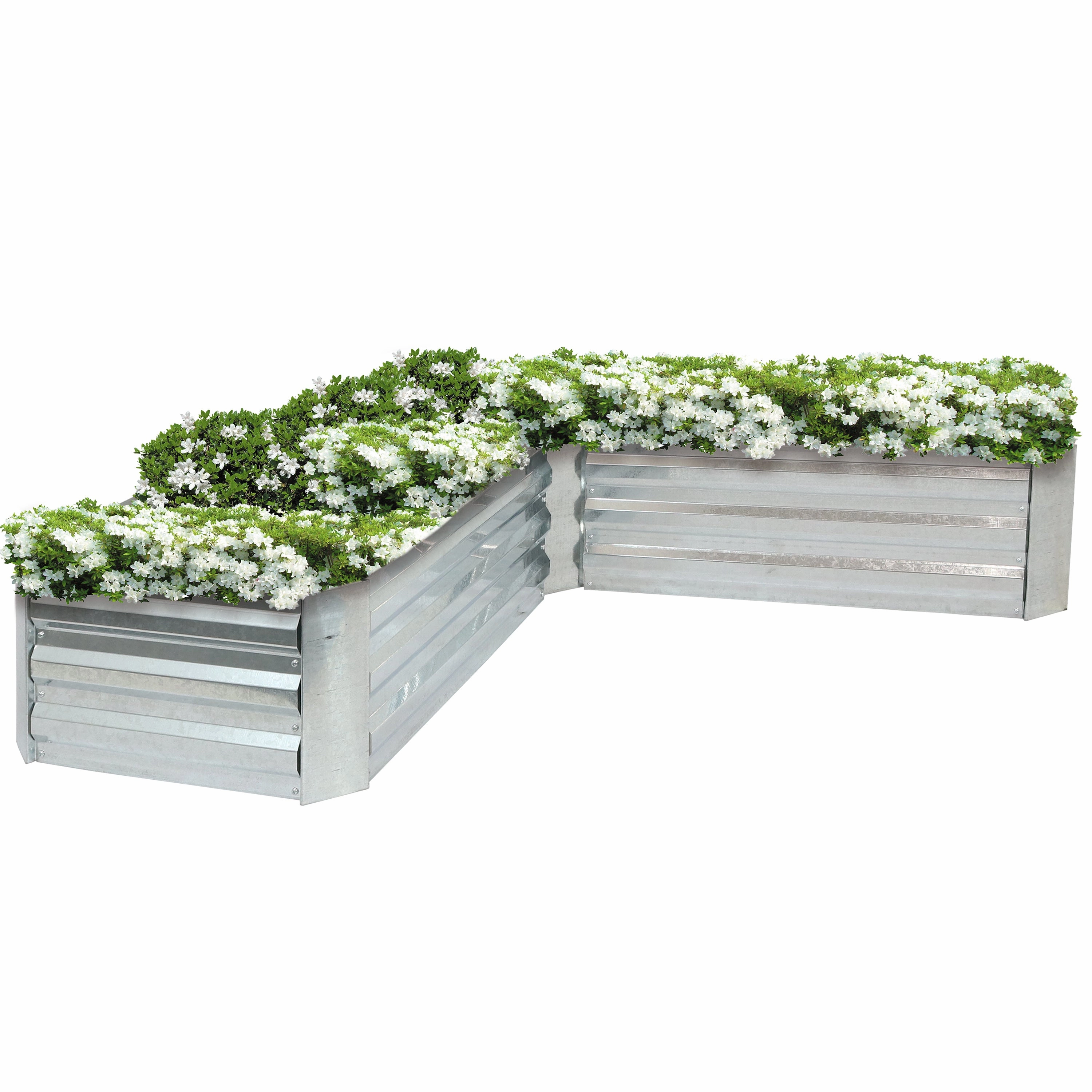 Sunnydaze L-Shaped Galvanized Steel Raised Garden Bed decorative outdoor planter box designs
