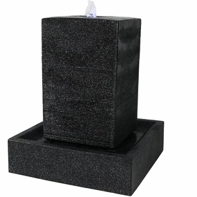 Sunnydaze Large Pillar Outdoor Water Fountain with LED Lights - 40" Houtdoor garden water fountain