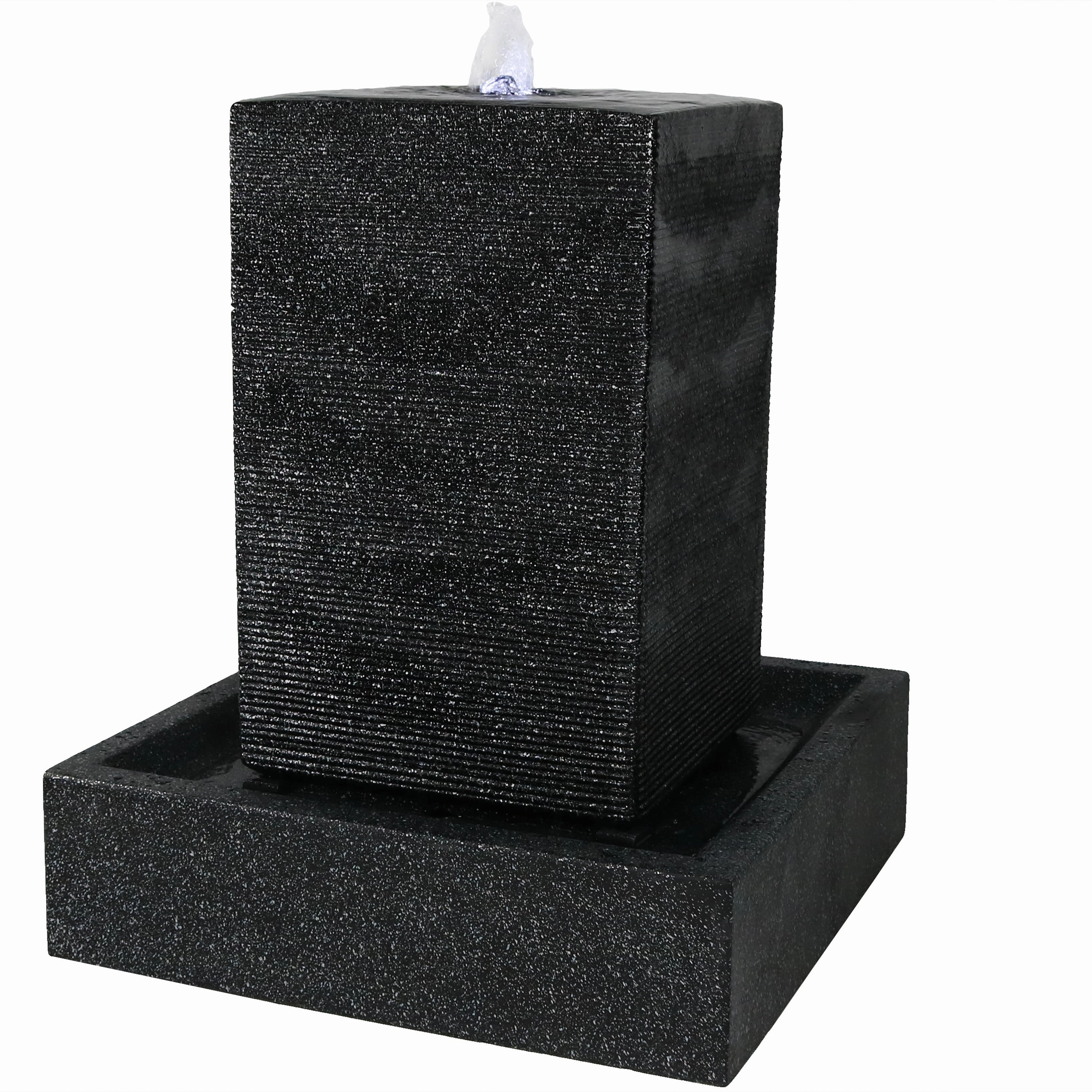 Sunnydaze Large Pillar Outdoor Water Fountain with LED Lights - 40" Houtdoor garden water fountain