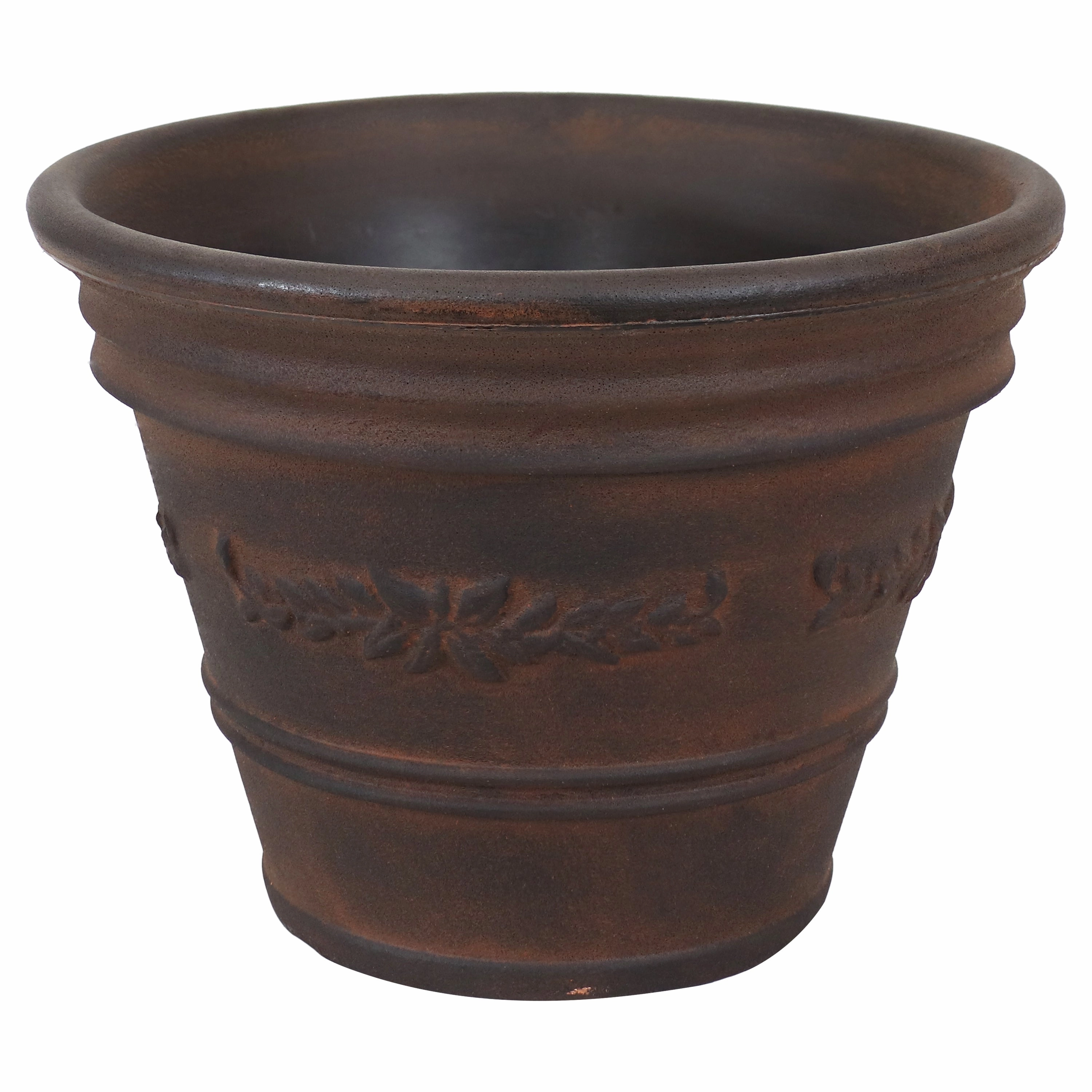 Sunnydaze Laurel Polyresin Outdoor Flowerpot Planter - Rust - 13"