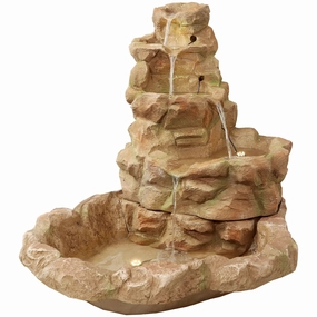 Sunnydaze Lighted Stone Springs Outdoor Water Fountain with LED Lights - 41.5" Houtdoor garden water fountain