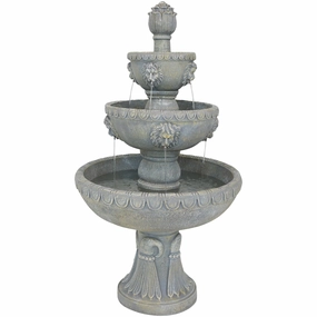 Sunnydaze Lion Head 3-Tier Outdoor Water Fountain with Electric Pumpoutdoor garden water fountain