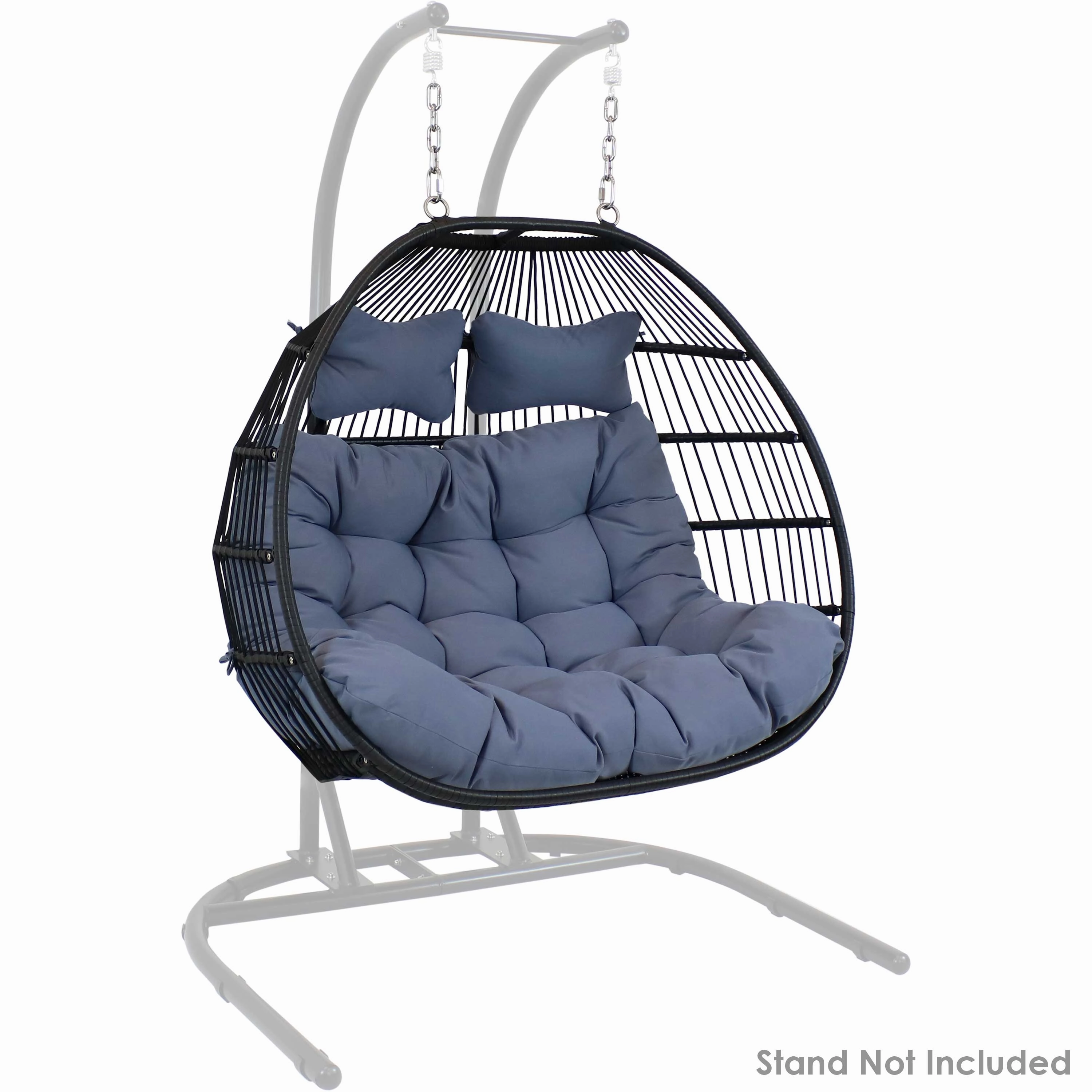 Sunnydaze Liza Loveseat Egg Chair with Cushions - Gray