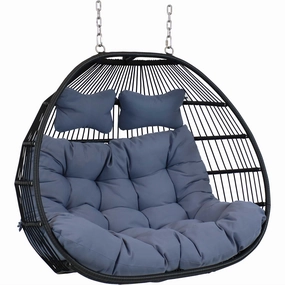 Sunnydaze Liza Loveseat Egg Chair with Cushions - Grayoutdoor patio furniture set