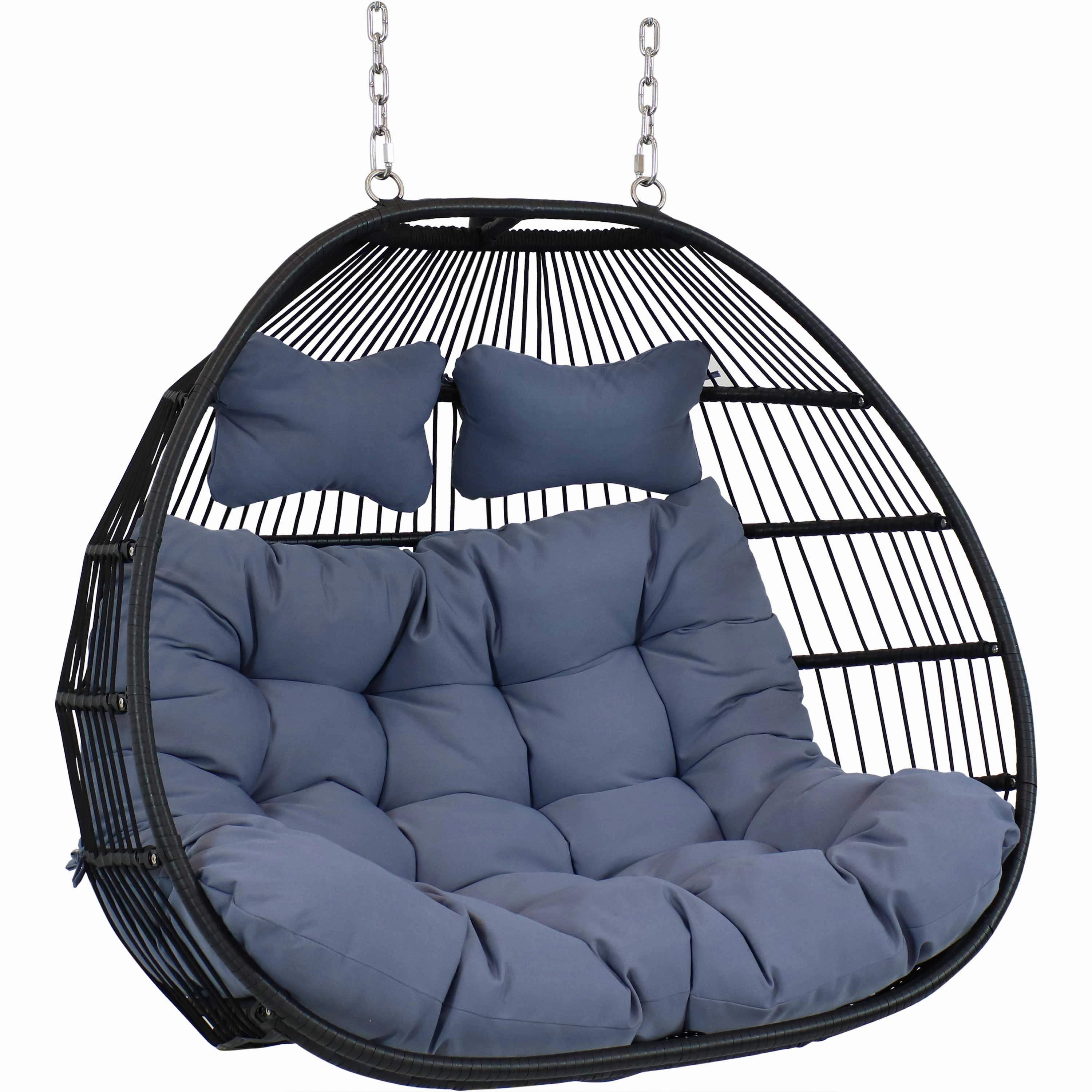 Sunnydaze Liza Loveseat Egg Chair with Cushions - Grayoutdoor patio furniture set