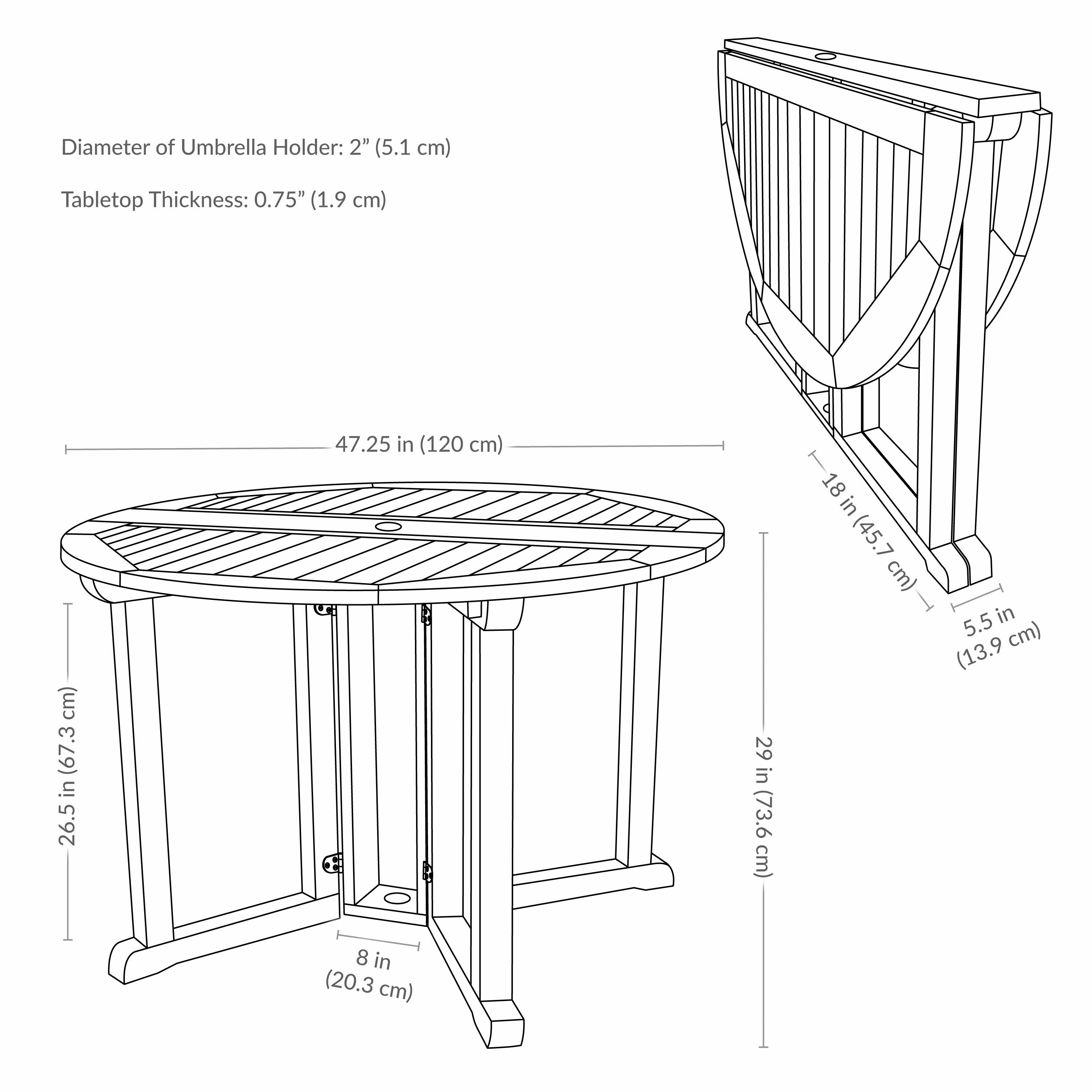 Sunnydaze Malaysian Hardwood Folding Gateleg Patio Round Dining Table