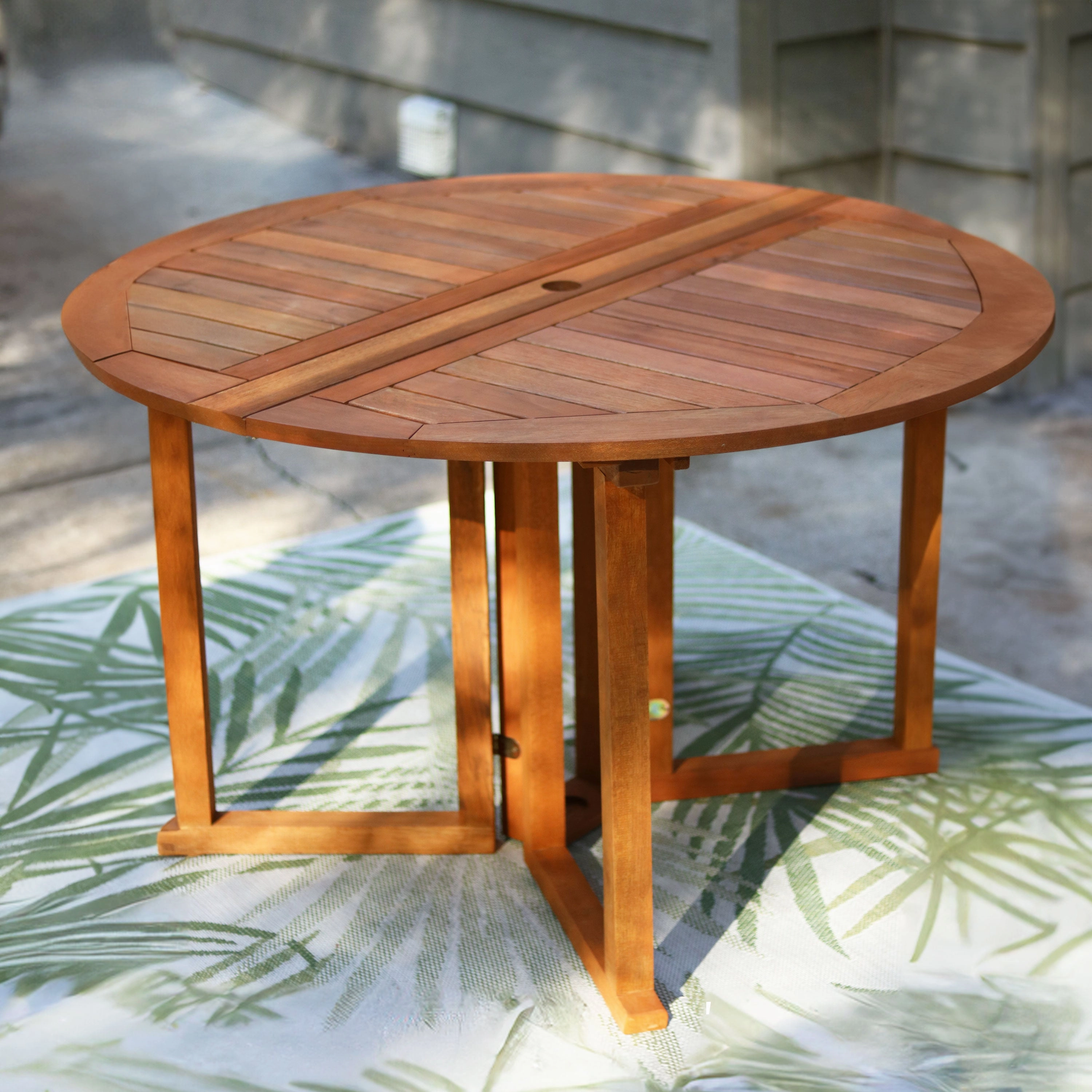 Sunnydaze Malaysian Hardwood Folding Gateleg Patio Round Dining Table