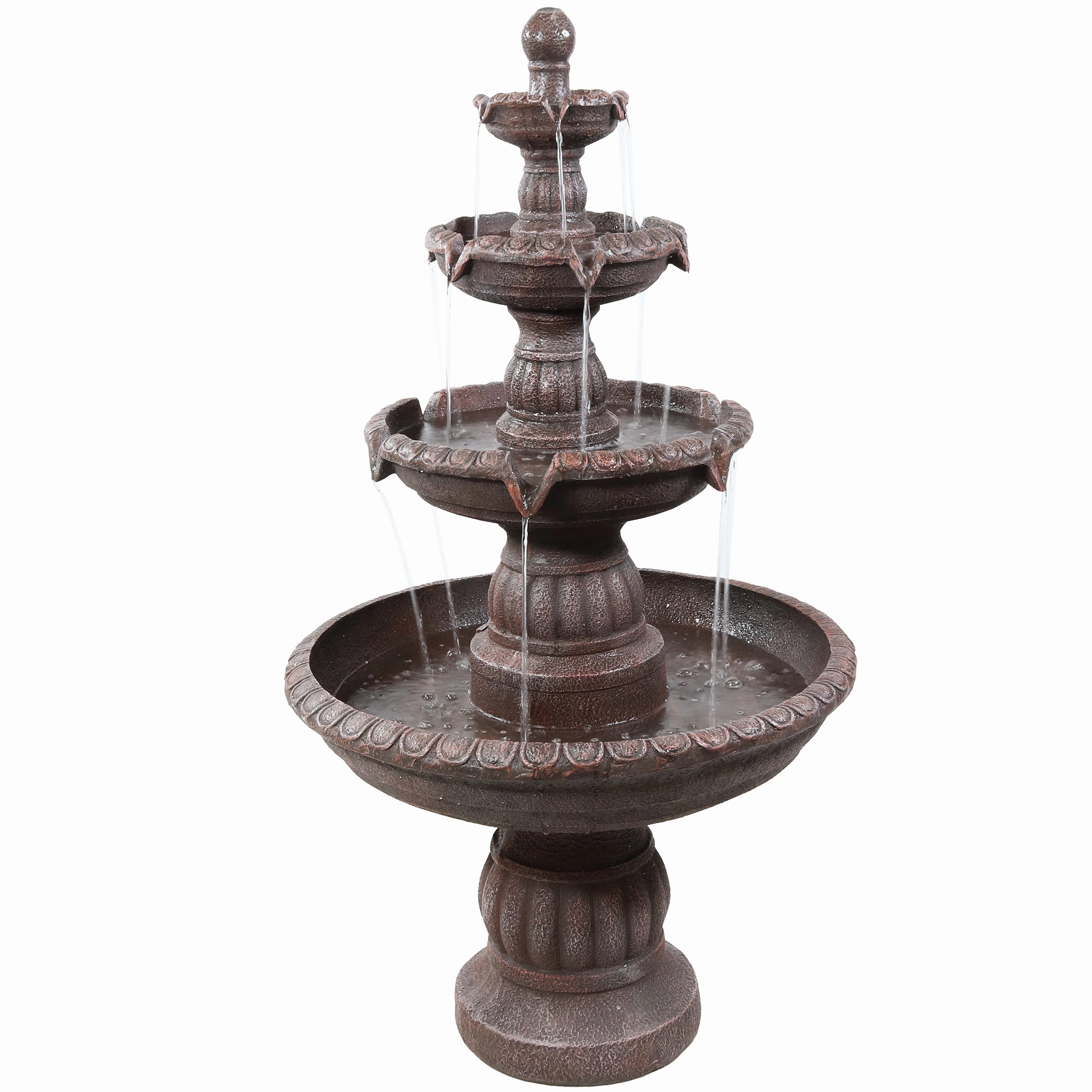 Sunnydaze Mediterranean 4-Tier Outdoor Water Fountain with Electric Pumpoutdoor garden water fountain