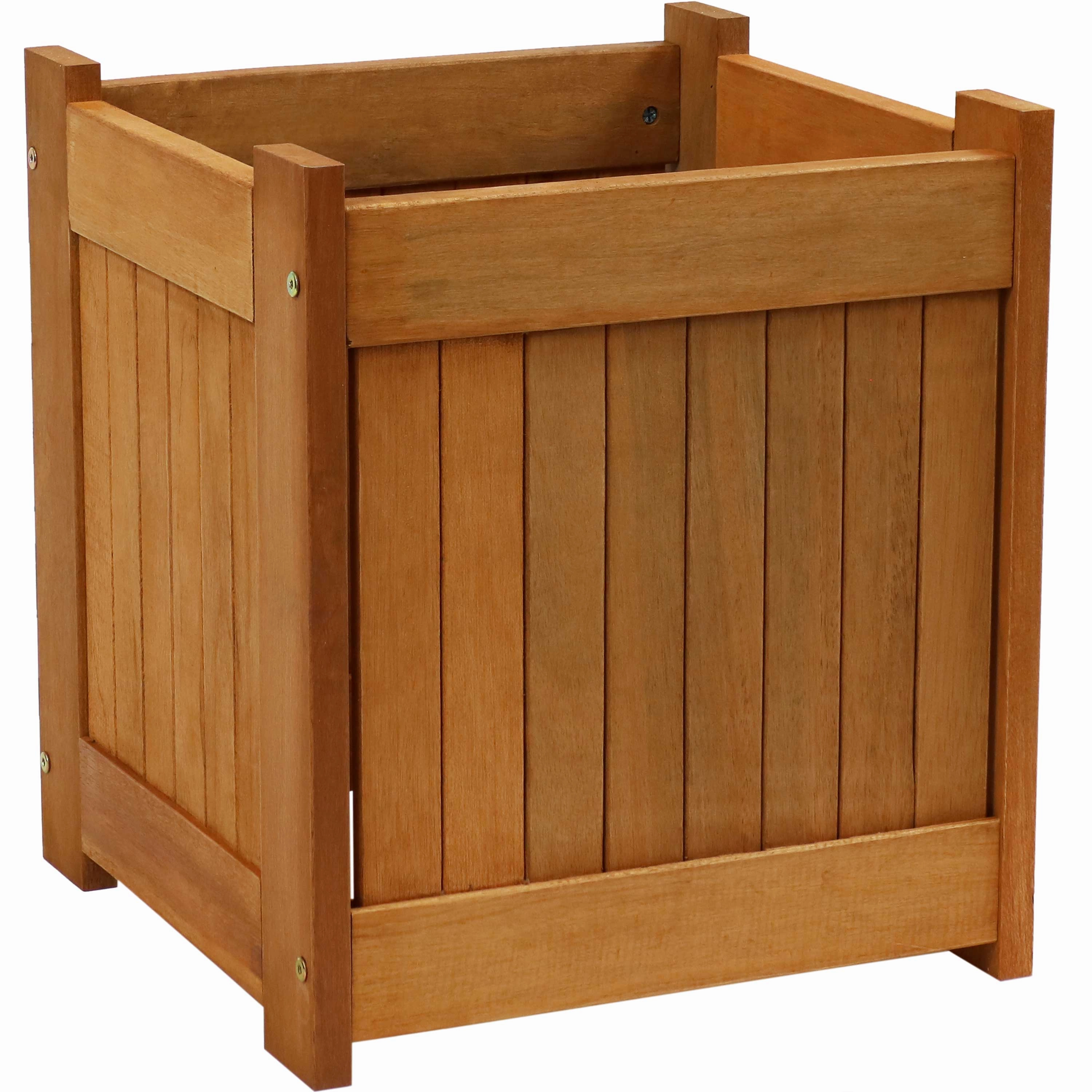 Sunnydaze Meranti Outdoor Square Wooden Planter Box - 16"