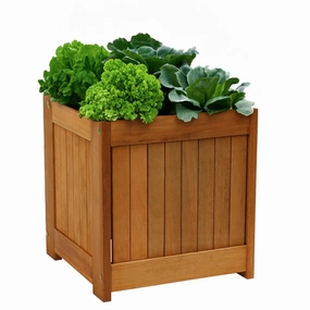 Sunnydaze Meranti Outdoor Square Wooden Planter Box - 16" decorative outdoor planter box designs