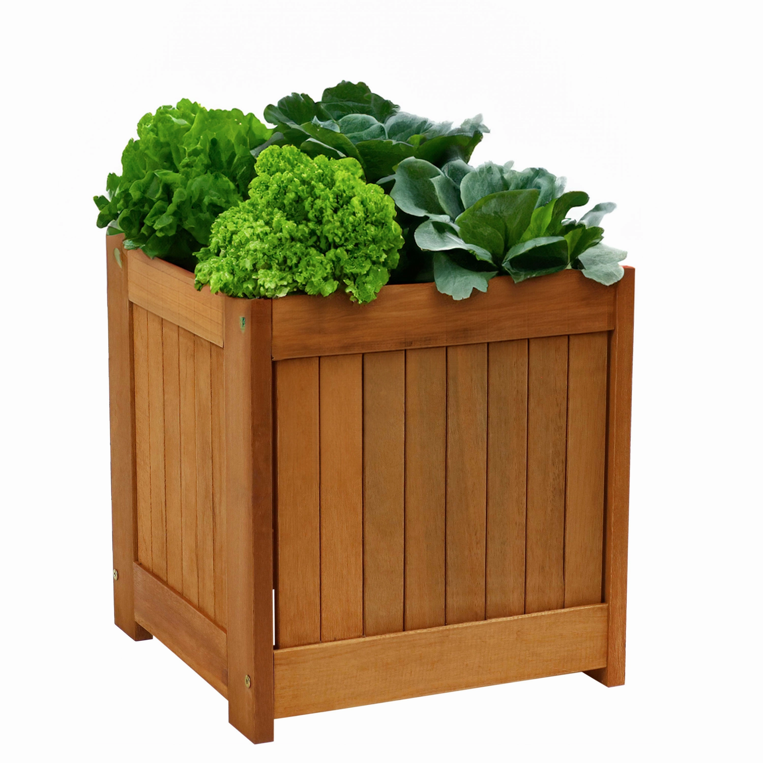 Sunnydaze Meranti Outdoor Square Wooden Planter Box - 16" decorative outdoor planter box designs