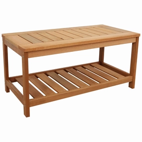 Sunnydaze Meranti Wood Outdoor Coffee Table with Teak Oil Finish - 35"outdoor patio furniture set
