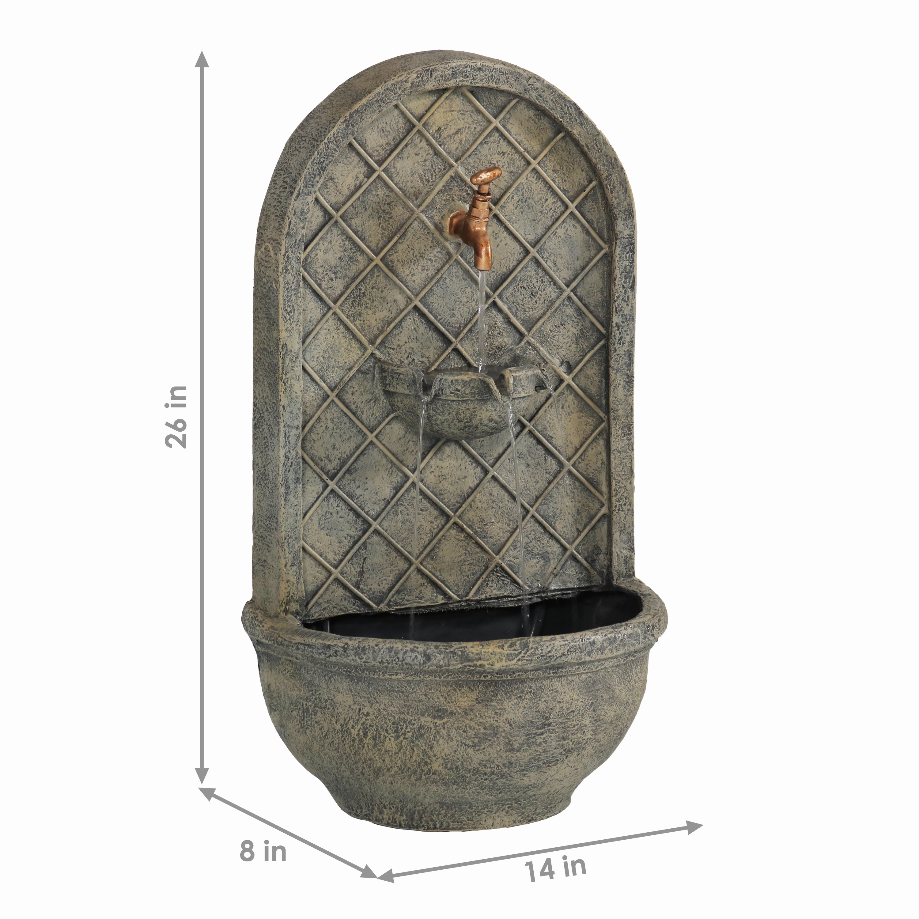 Sunnydaze Messina Solar Wall Fountain - 26" H
