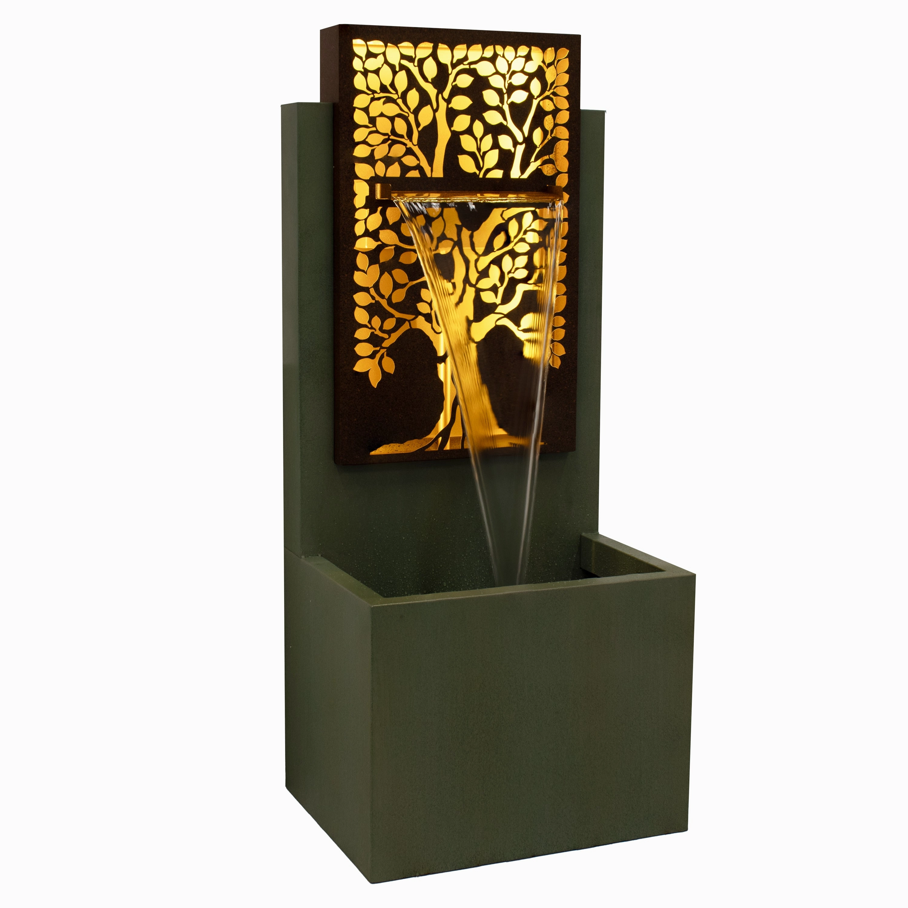 Sunnydaze Mighty Oak Outdoor Water Fountain with Lights - 41.25"