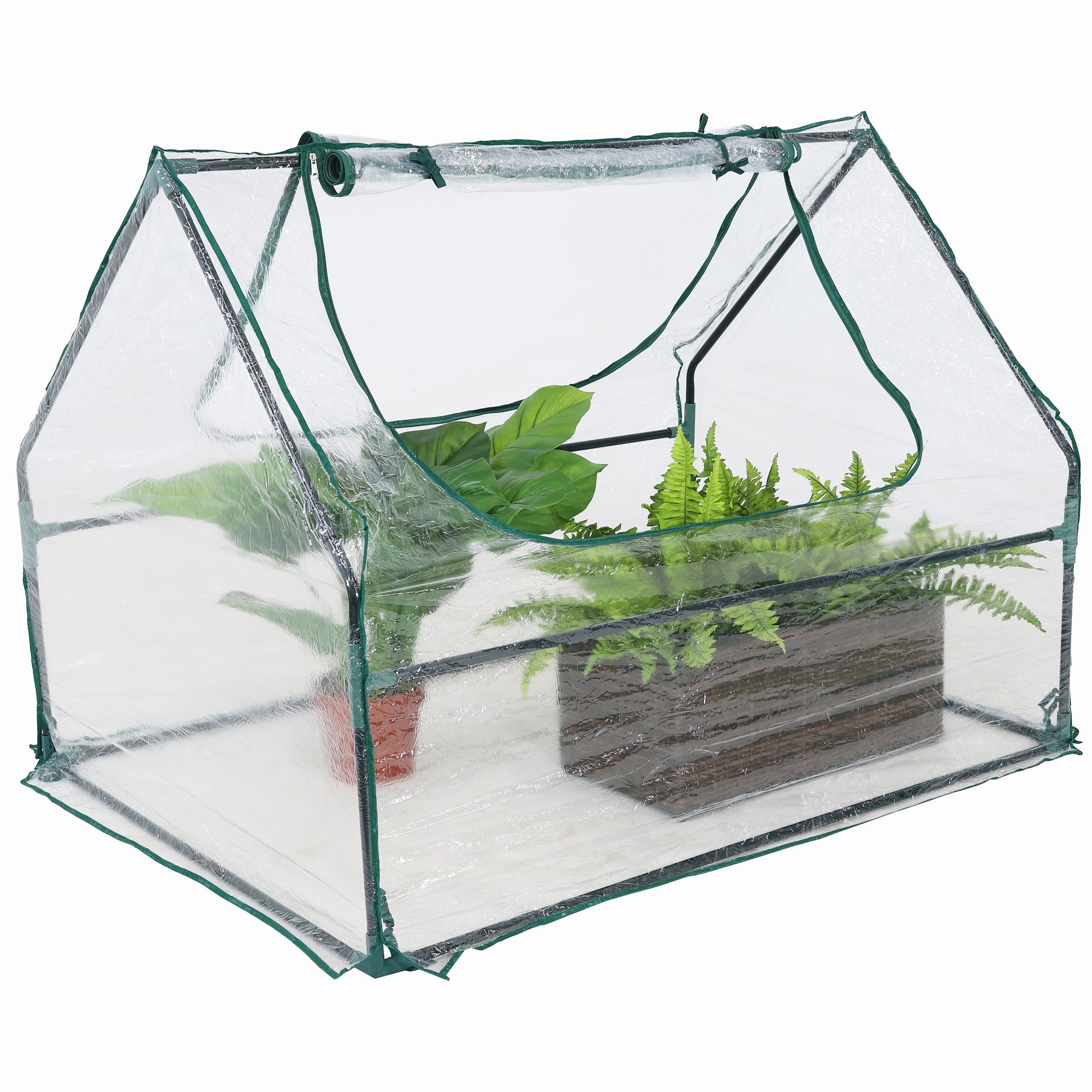 Sunnydaze Mini Greenhouse with 2 Side Doors - Clear