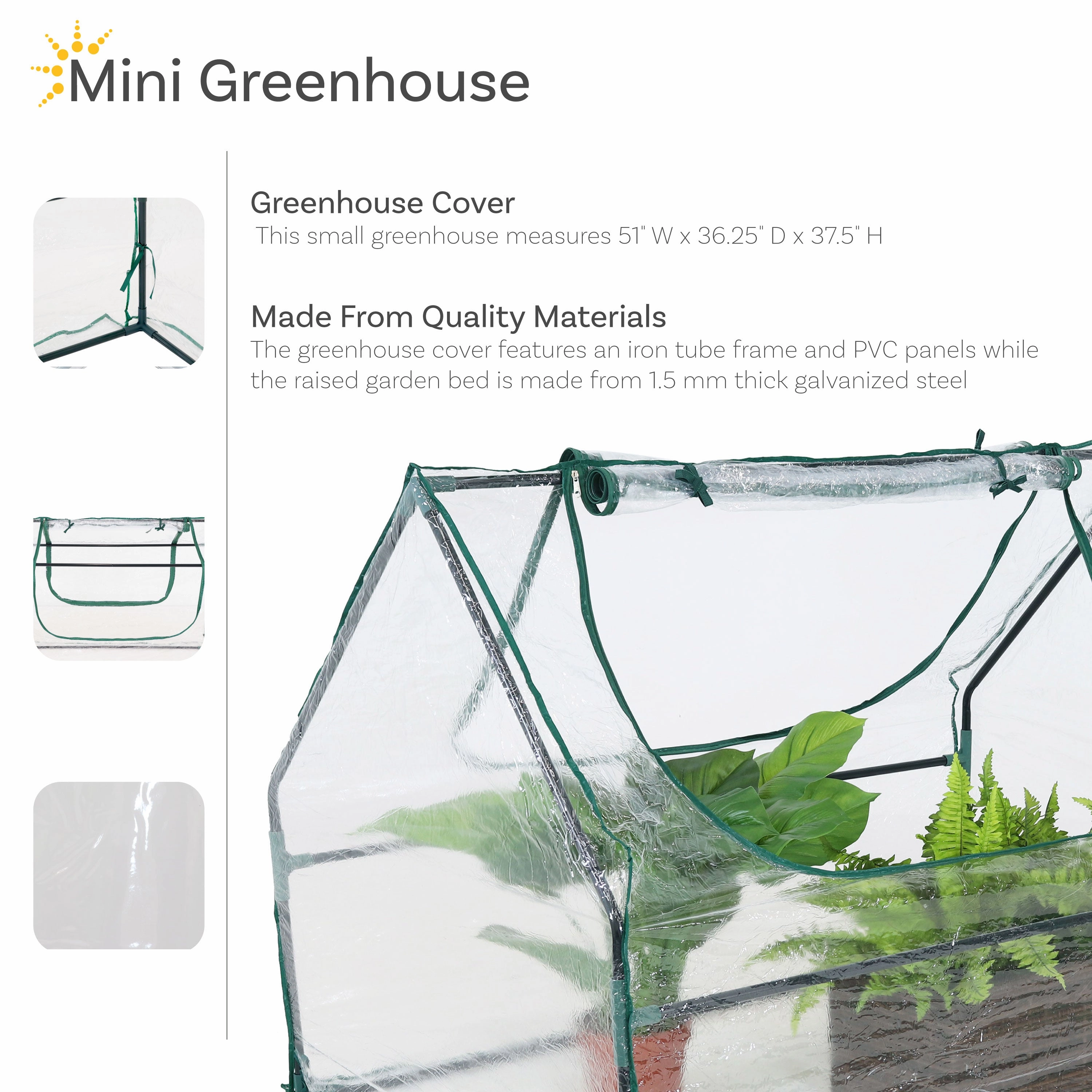 Sunnydaze Mini Greenhouse with 2 Side Doors - Clear