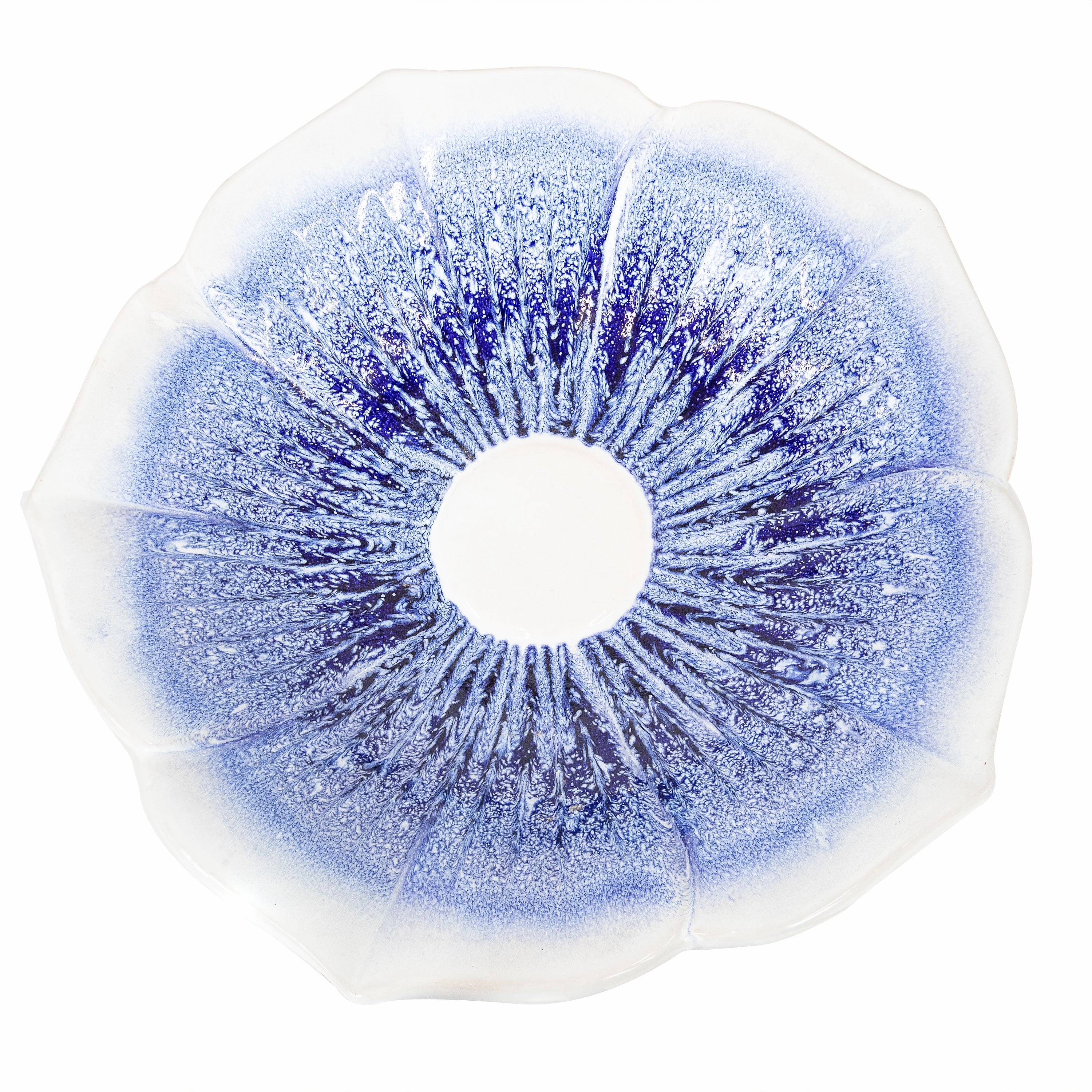 Sunnydaze Misty Blossom Glazed Ceramic Bird Bath  Blue/White - 23" H
